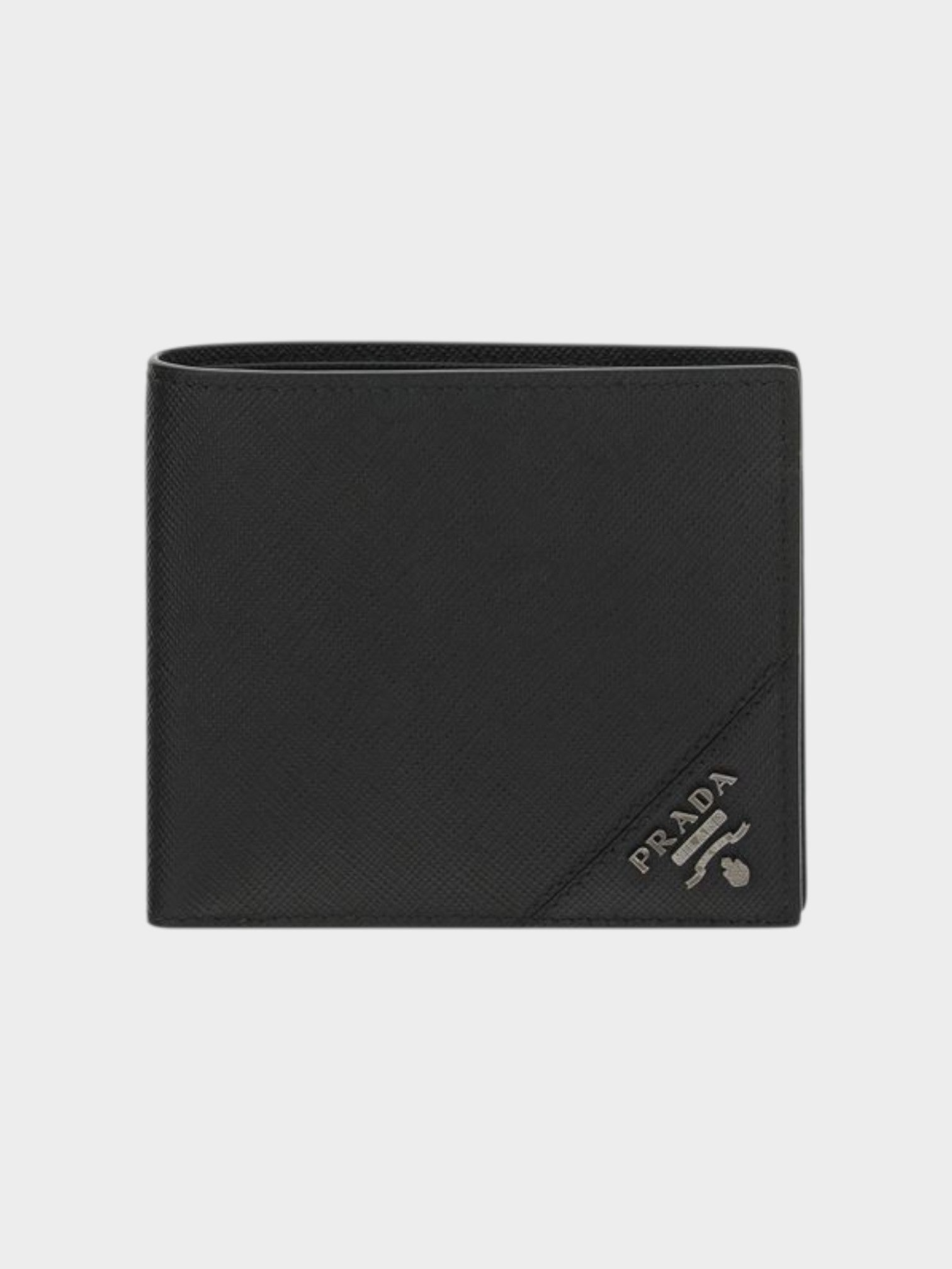 Prada Black Calf Leather Bos Taurus Wallet