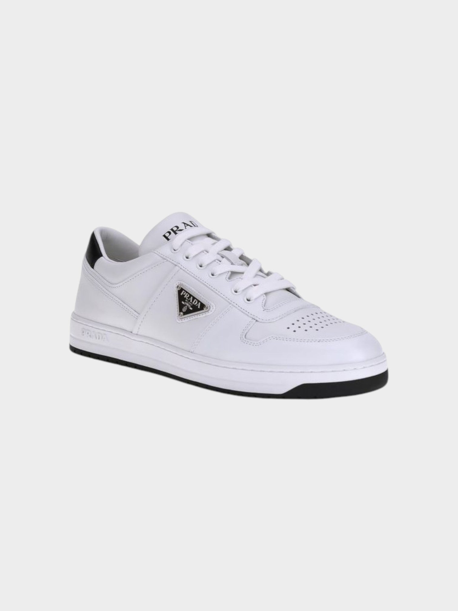 Prada White Calf Leather Bos Taurus Low Top Sneakers-thumbmail-2