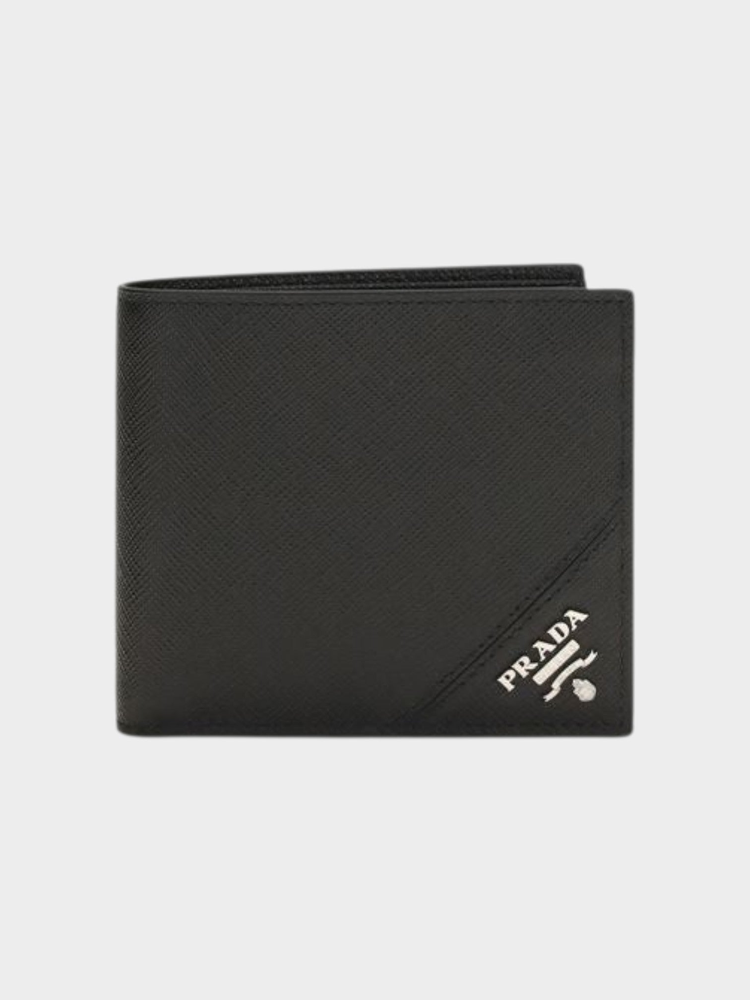 Prada Black Calf Leather Bos Taurus Wallet