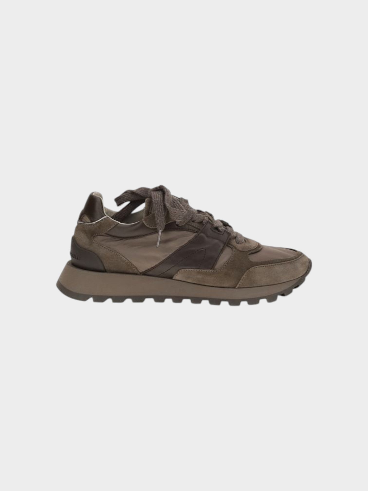 Brunello Cucinelli Brown Calf Leather Bos Taurus Athletic Sneakers
