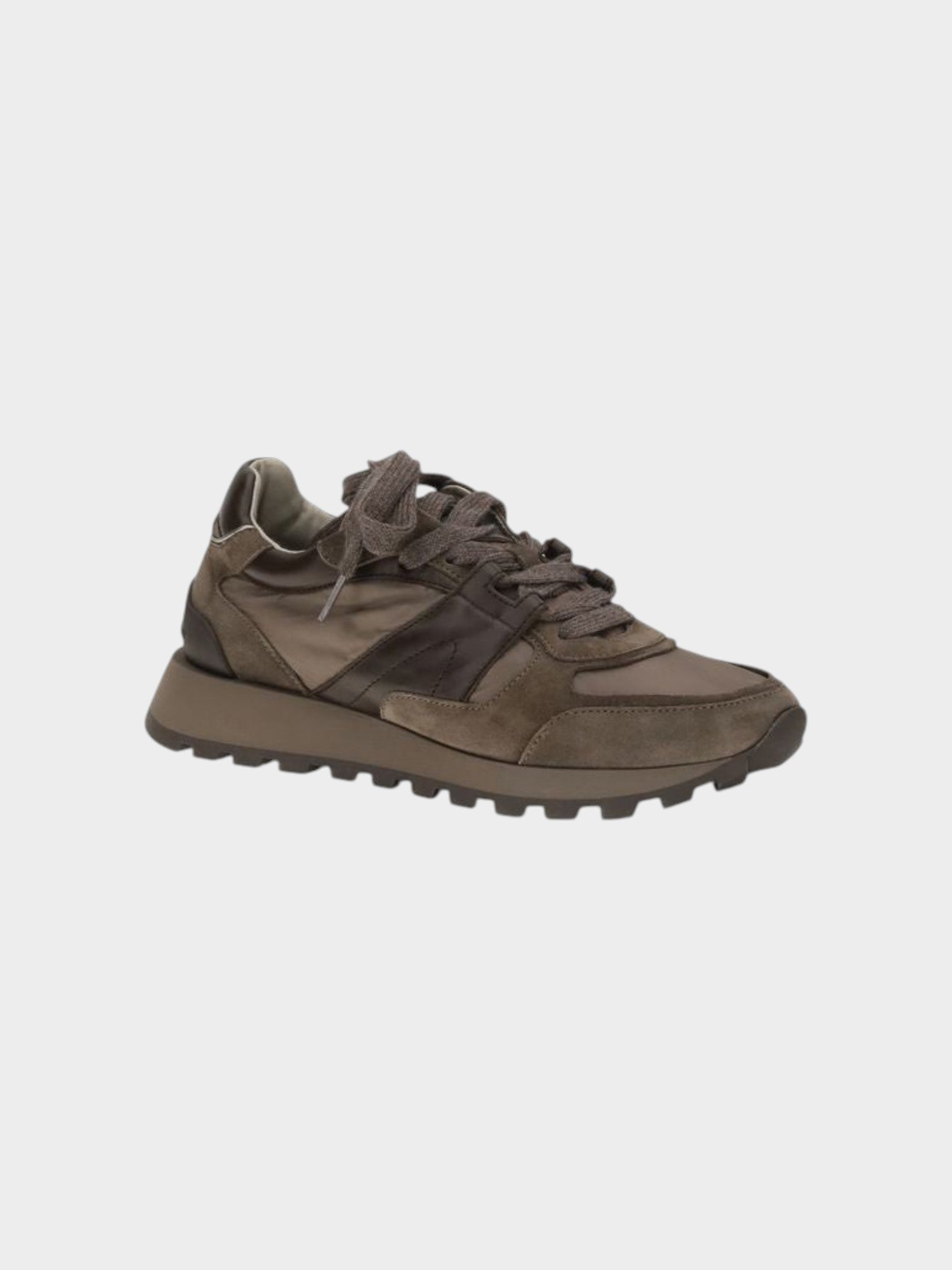 Brunello Cucinelli Brown Calf Leather Bos Taurus Athletic Sneakers-thumbmail-2