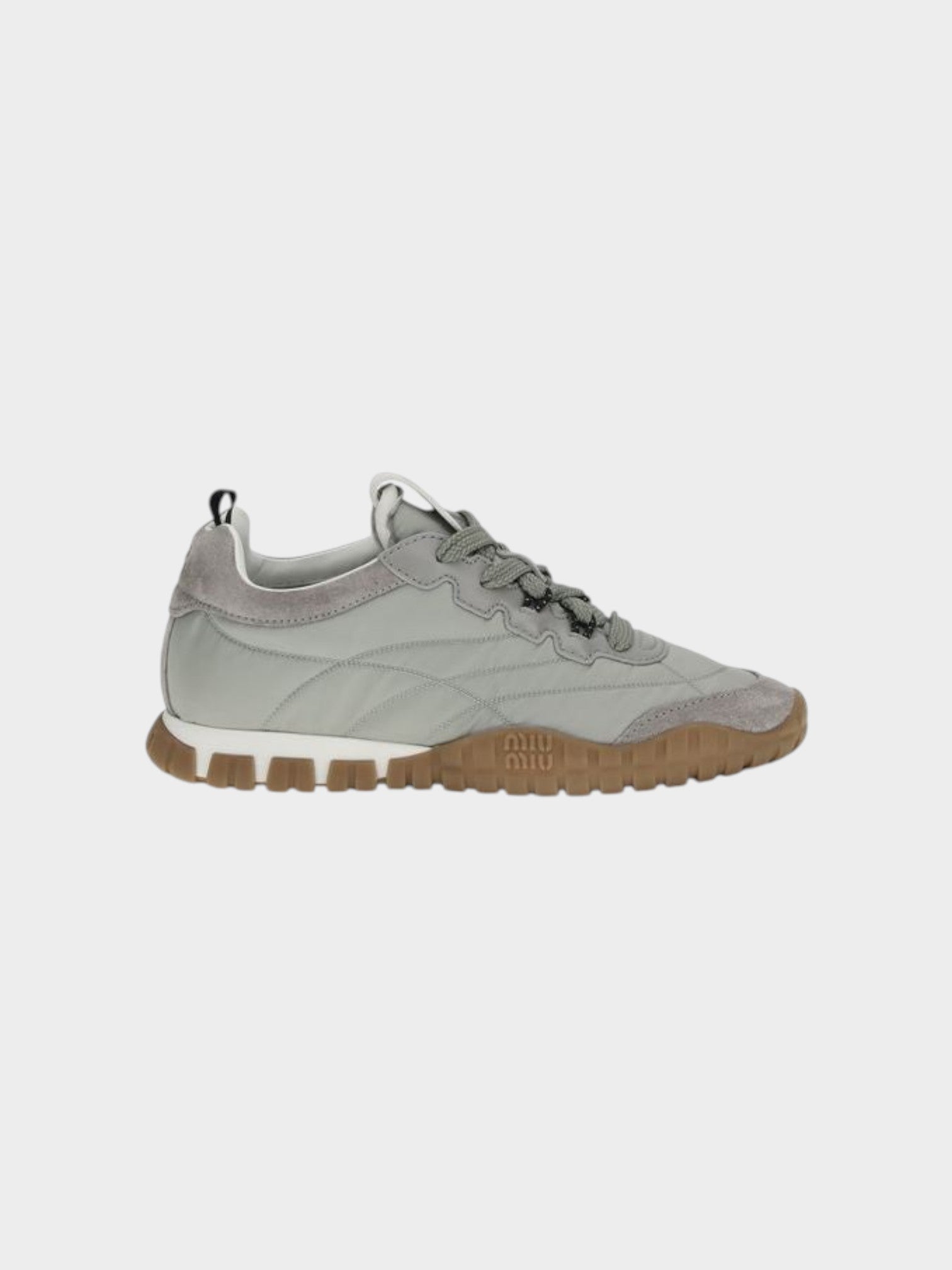 Miu Miu Gray Recycled Polyamide Athletic Sneakers