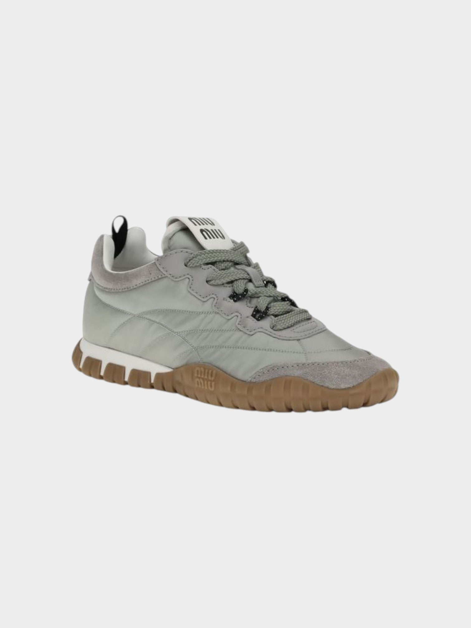 Miu Miu Gray Recycled Polyamide Athletic Sneakers-thumbmail-2