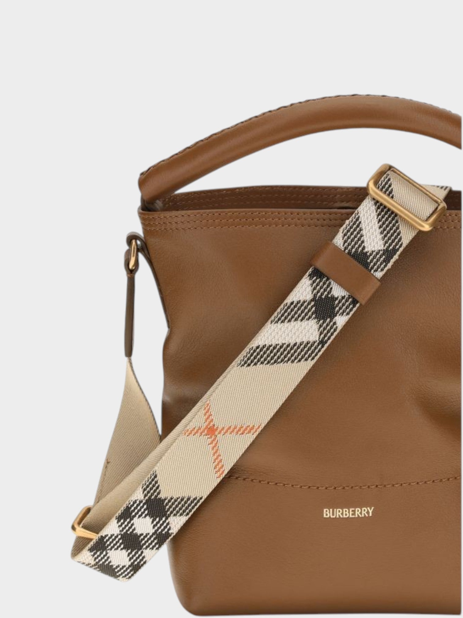 Burberry Brown Calf Leather Bos Taurus Backet Bag-thumbmail-4