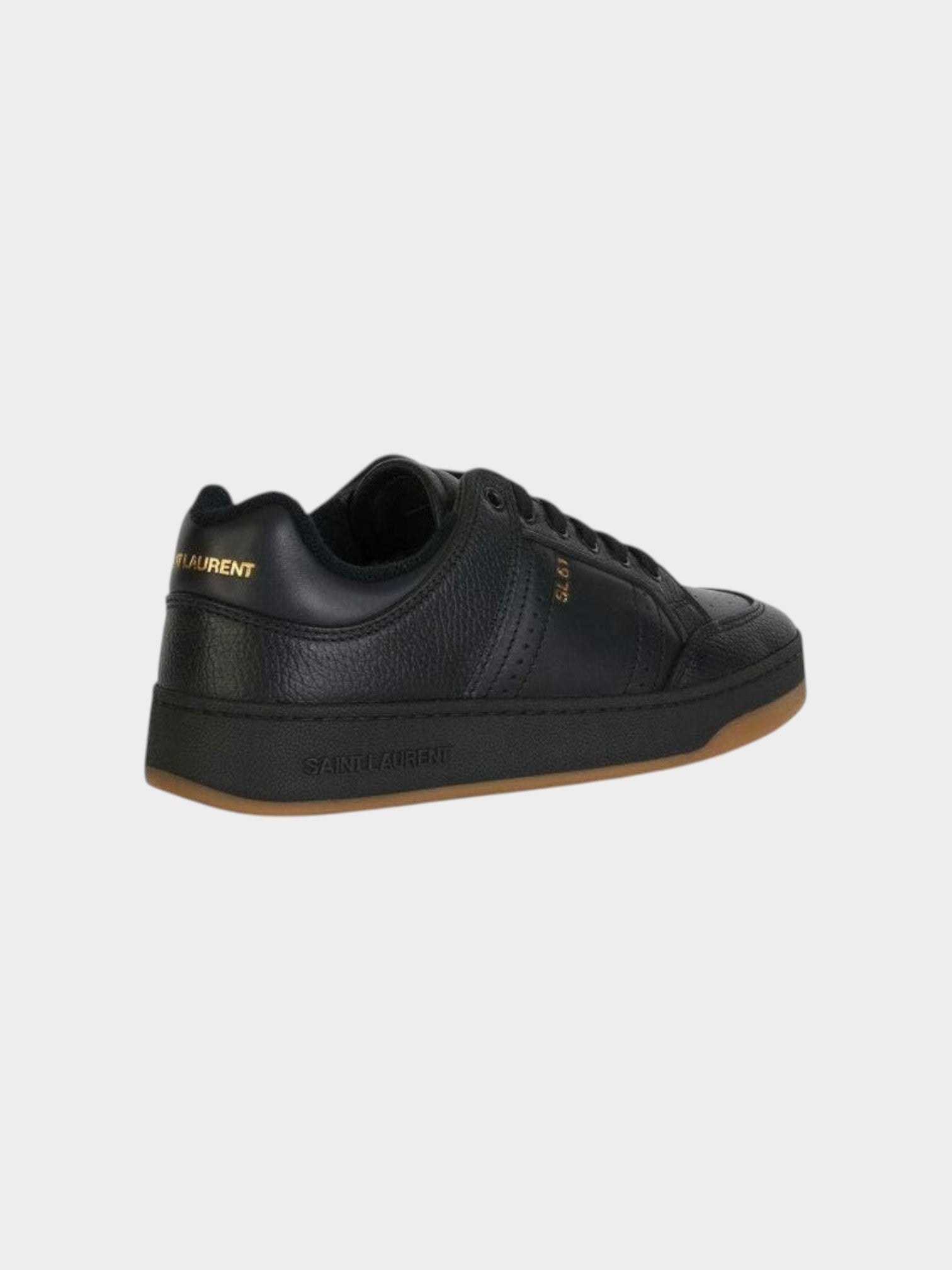 Saint Laurent Black Calf Leather Low Top Sneakers-thumbmail-3