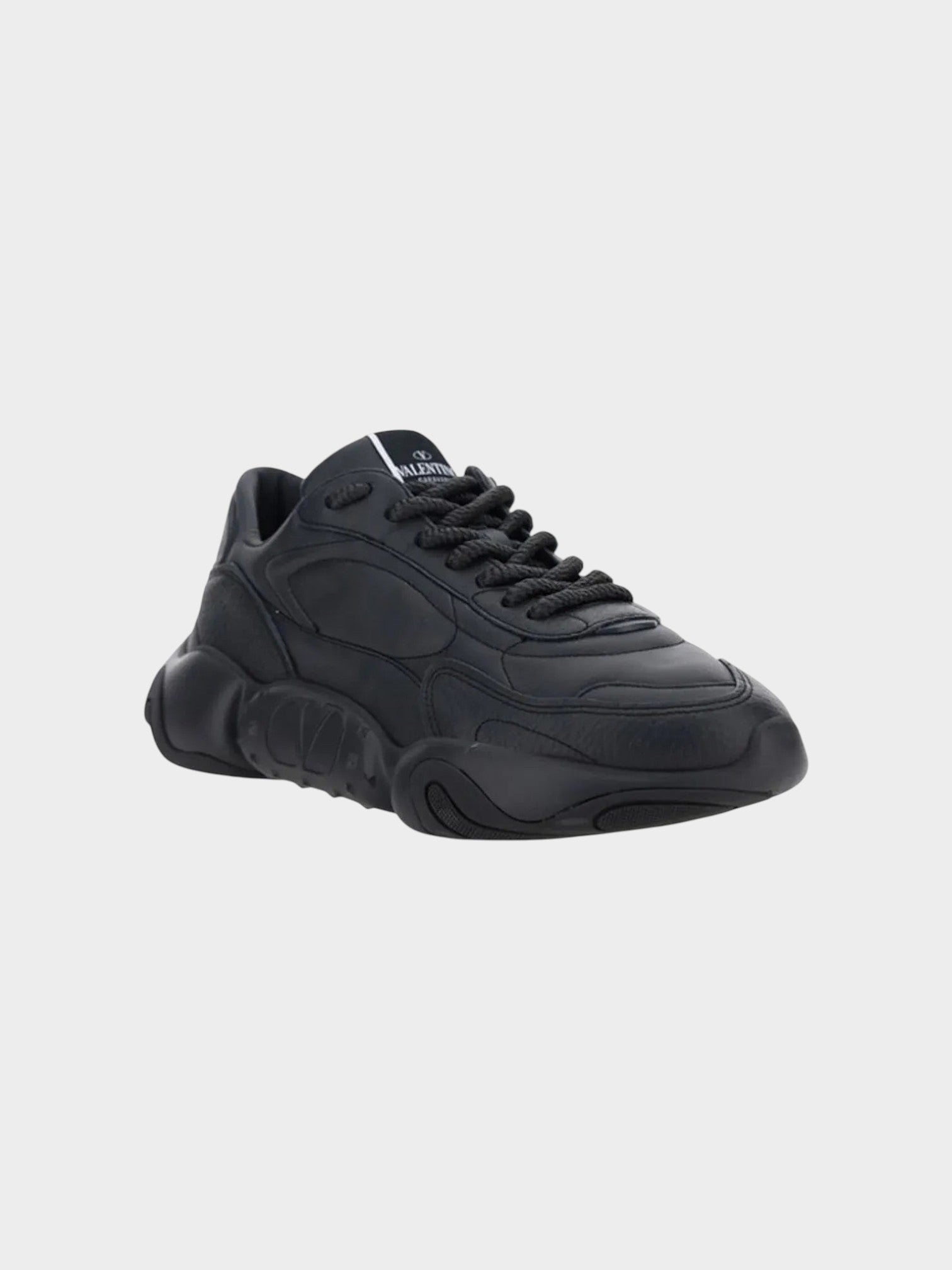 Valentino Black Calf Leather Garavani Sneakers