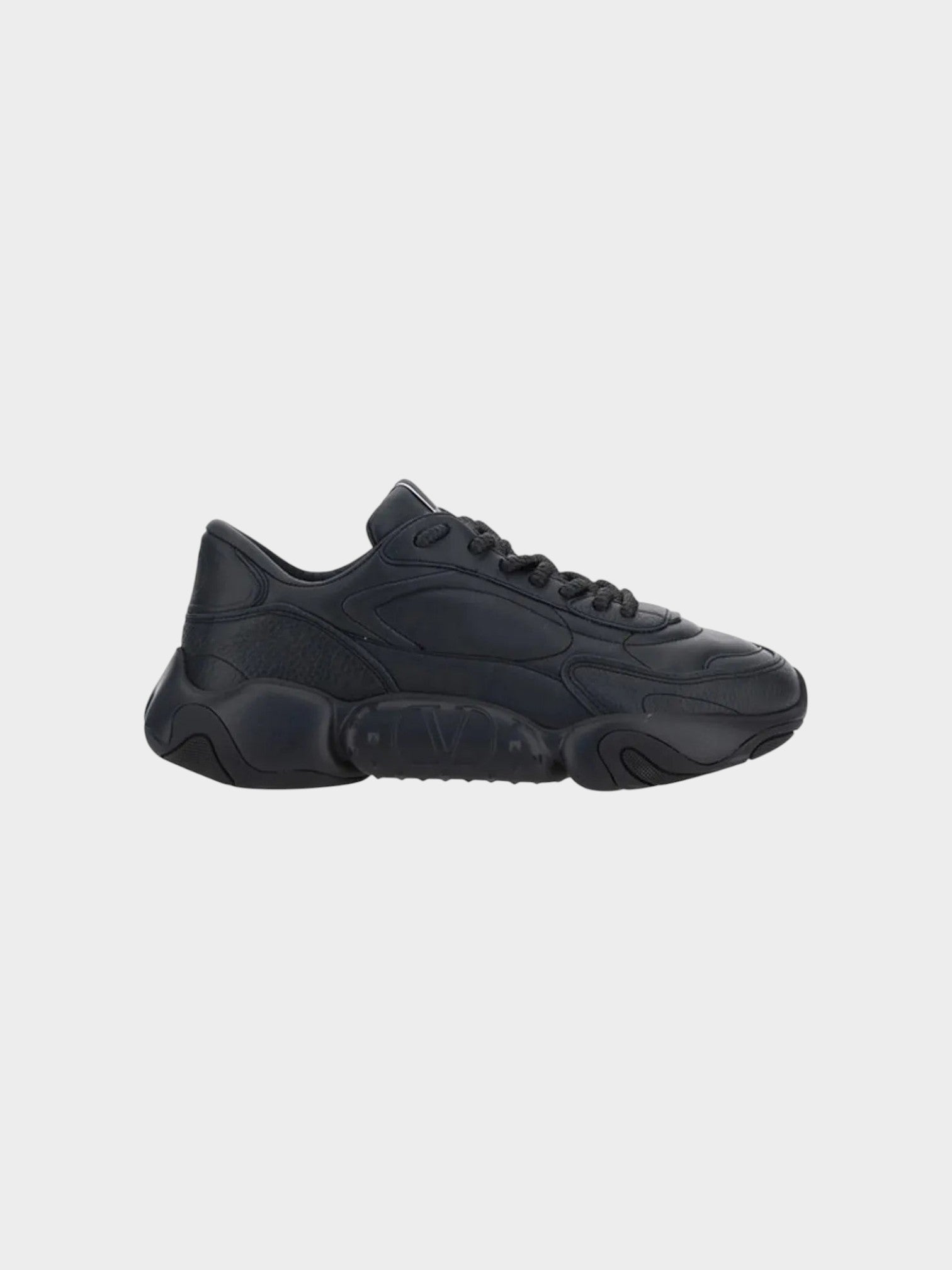 Valentino Black Calf Leather Garavani Sneakers-thumbmail-2