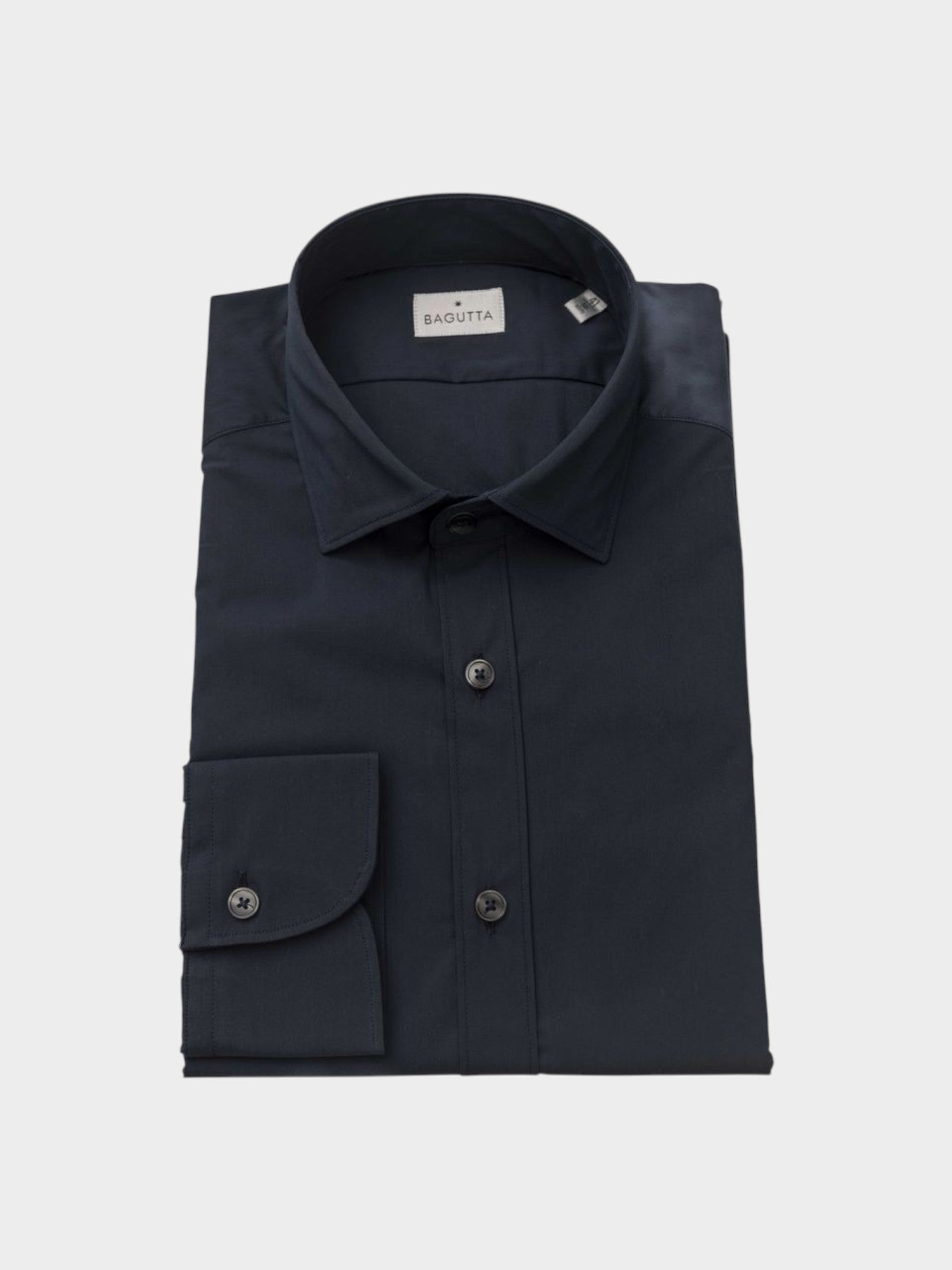 Bagutta Blue Cotton Men Shirt Slim Fit with French Collar