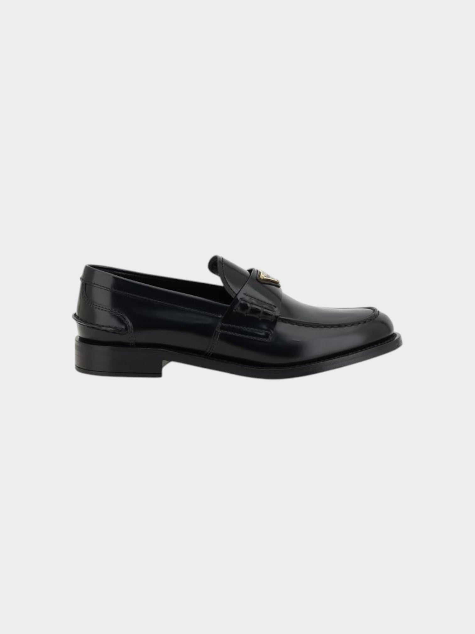 Prada Black Leather Logo Loafers