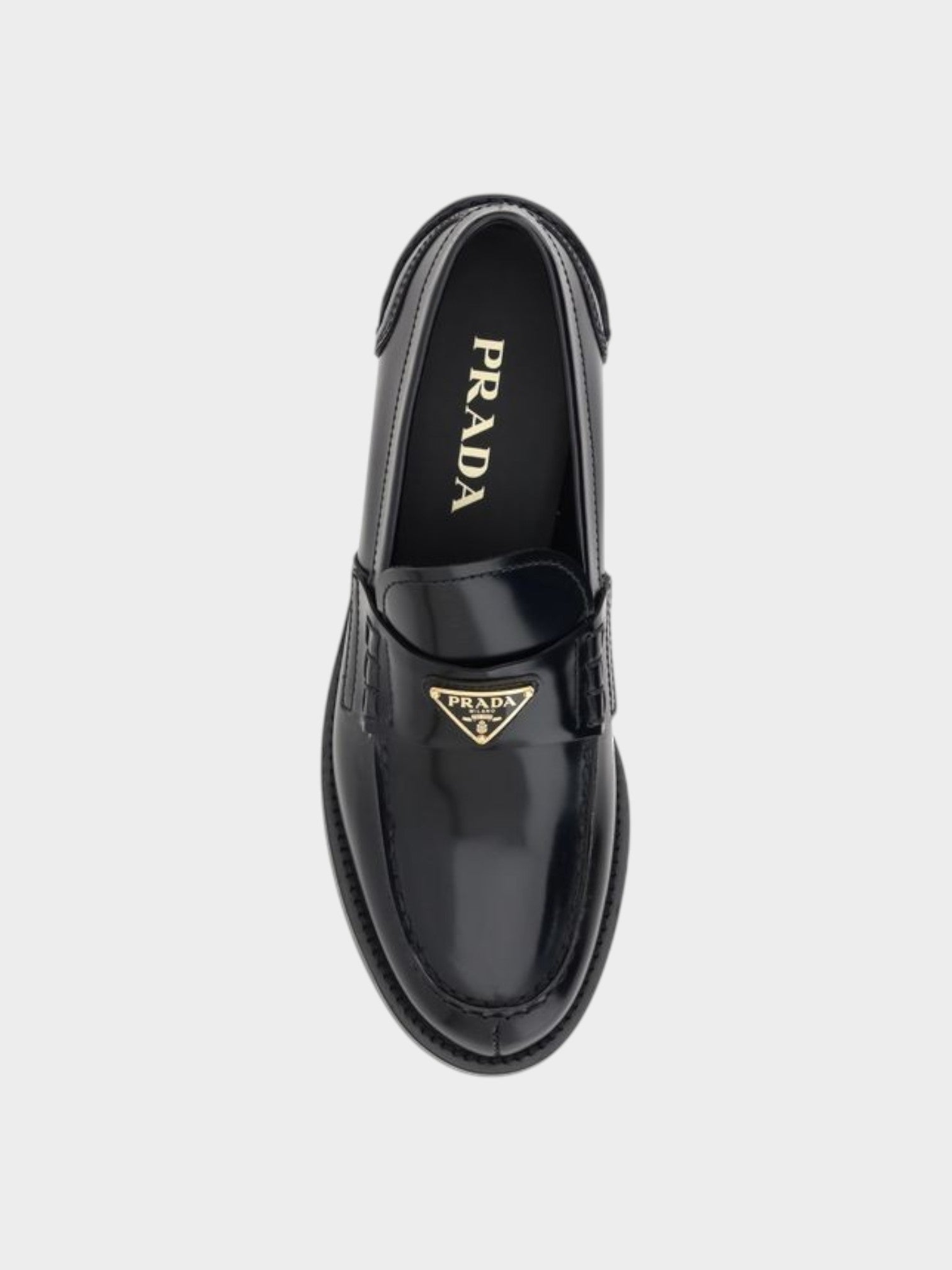 Prada Black Leather Logo Loafers-thumbmail-4