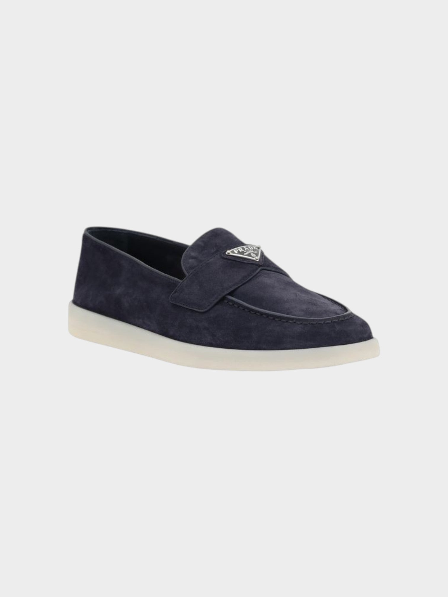 Prada Blue Calf Leather Bos Taurus Slip-On Loafers-thumbmail-2