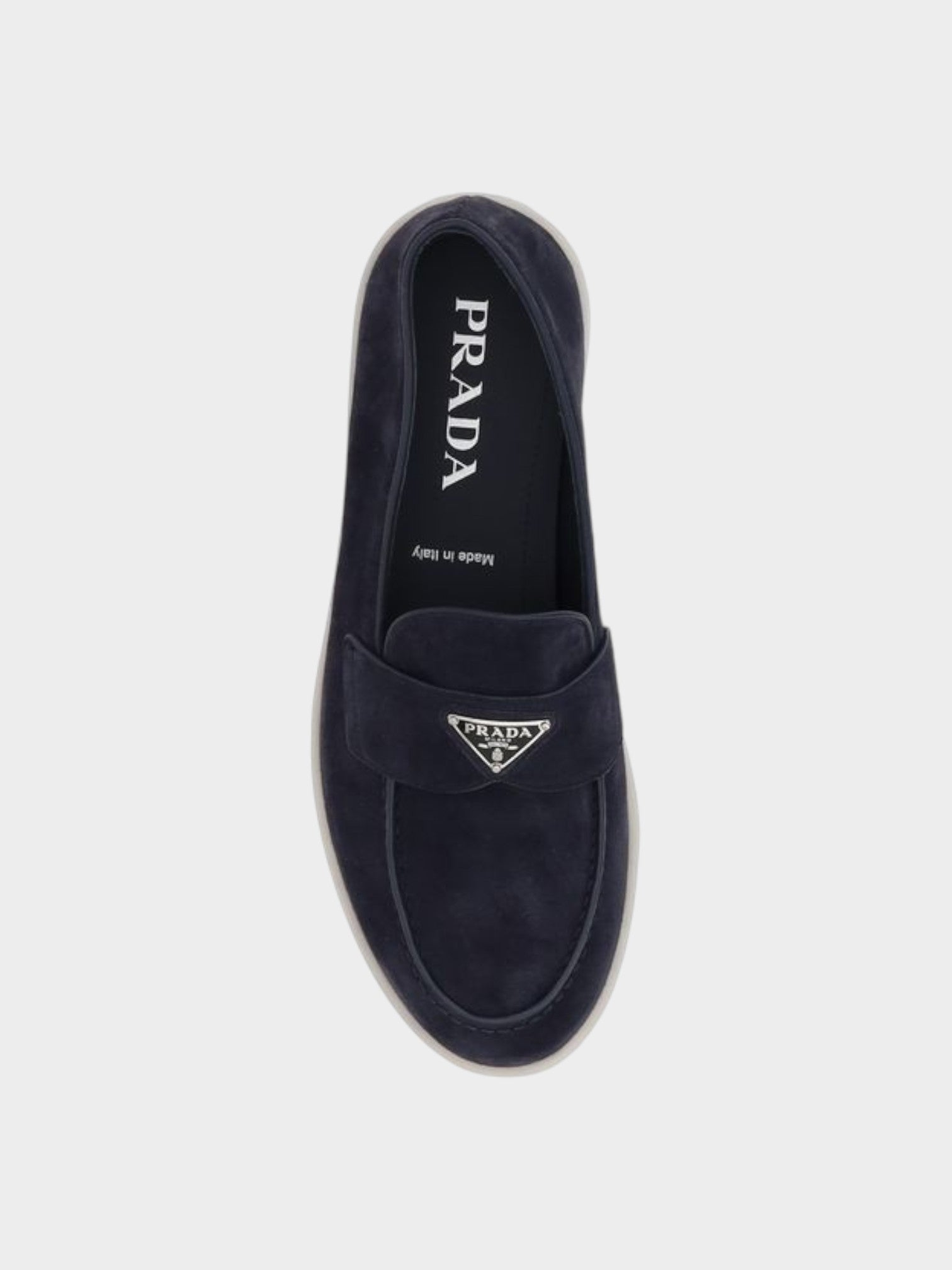 Prada Blue Calf Leather Bos Taurus Slip-On Loafers-thumbmail-4