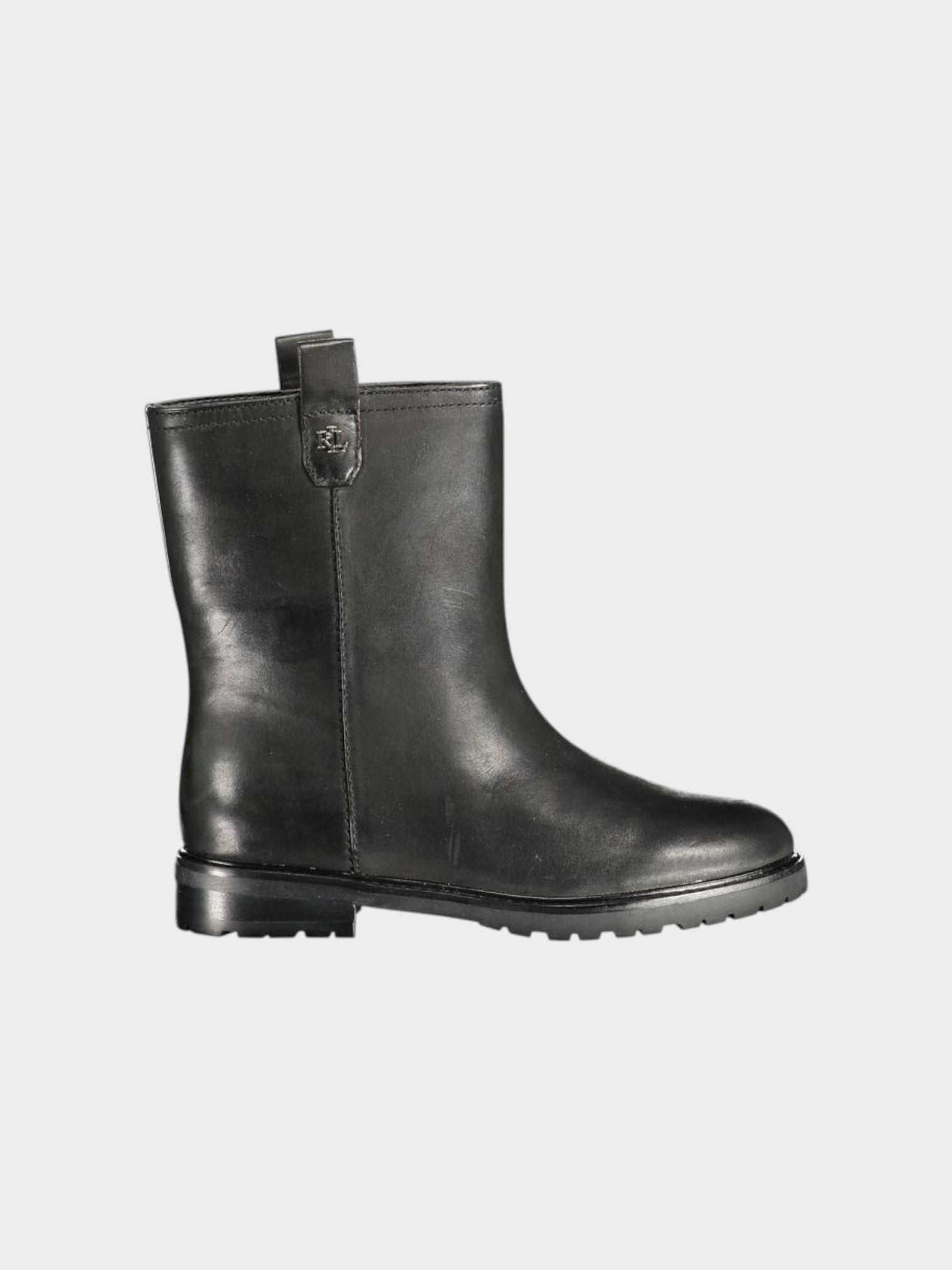 Ralph Lauren Black Leather Women Ankle Boot