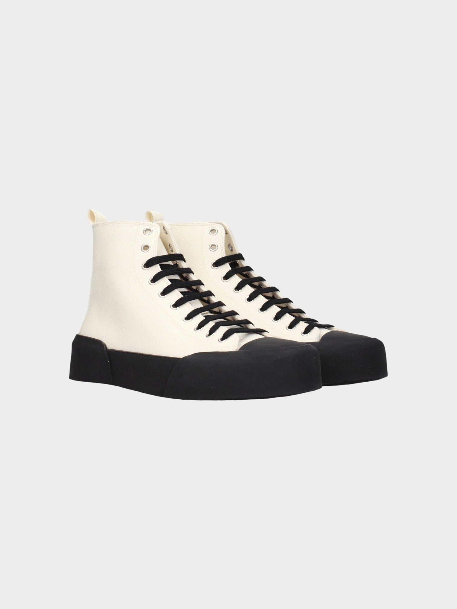 Jil Sander Beige Fabric High Top Sneakers-thumbmail-2