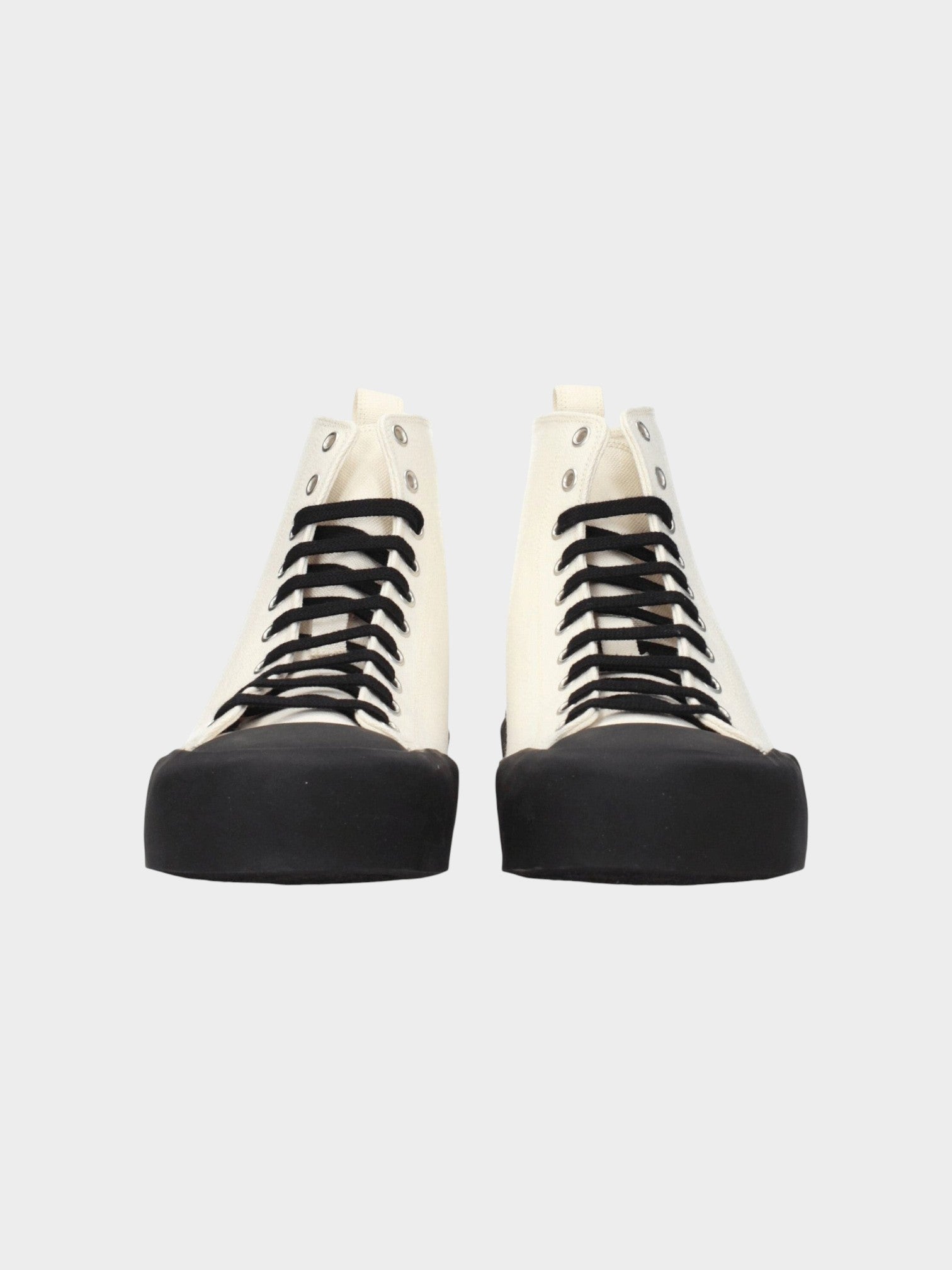 Jil Sander Beige Fabric High Top Sneakers-thumbmail-3