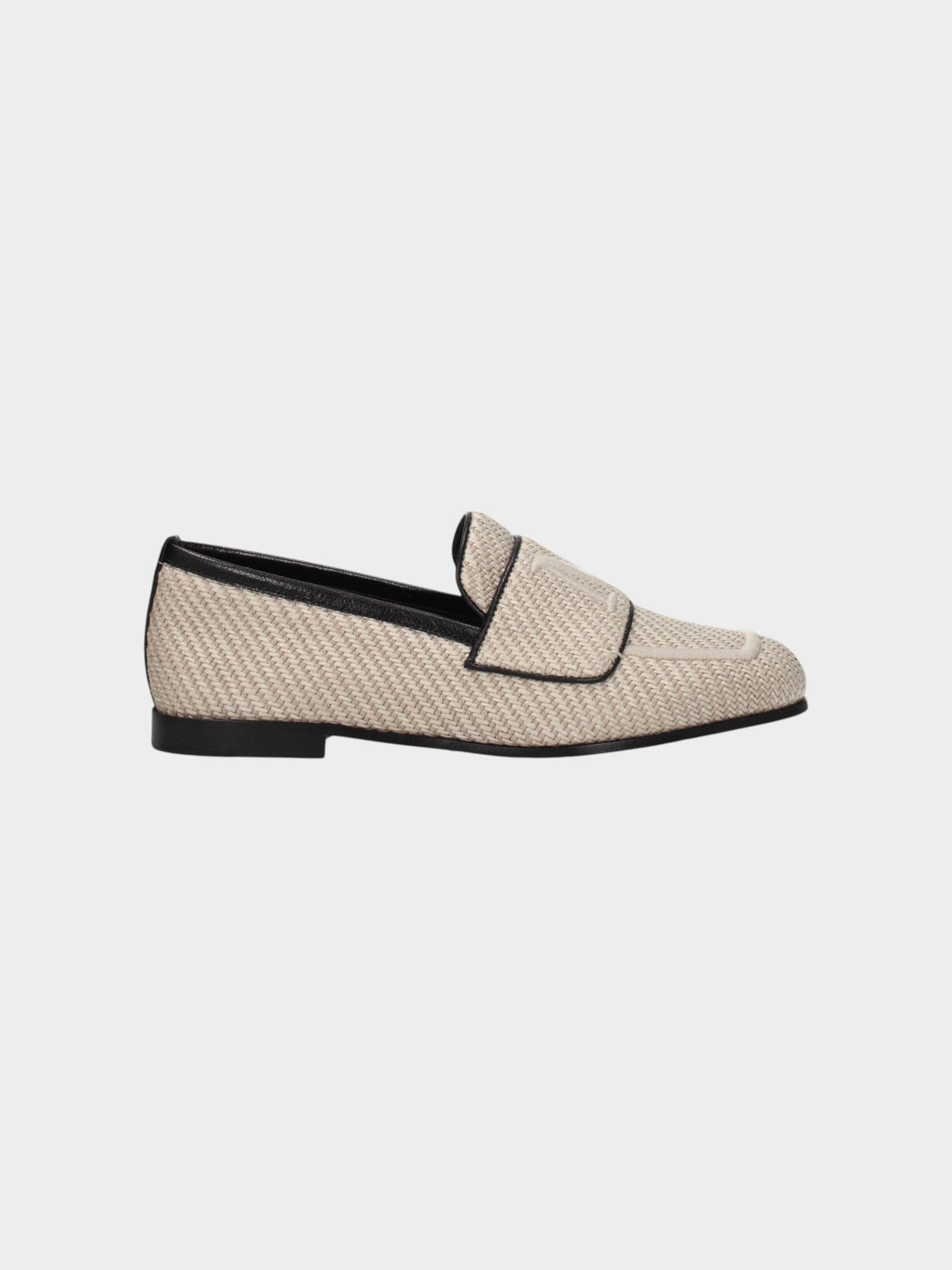 Max Mara Beige Fabric Slip-On Loafers