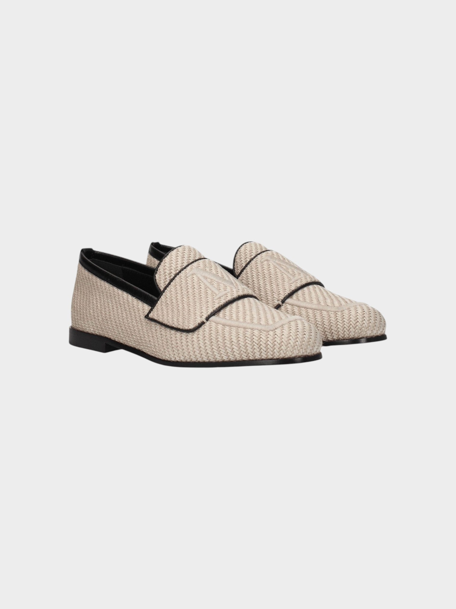 Max Mara Beige Fabric Slip-On Loafers-thumbmail-2