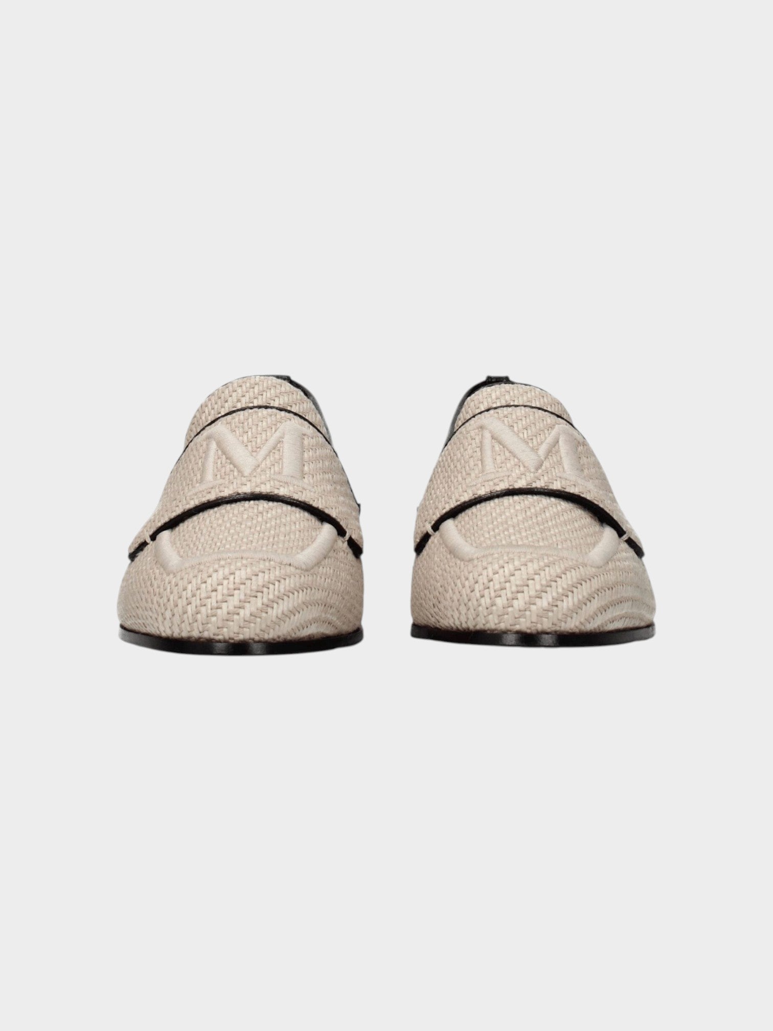 Max Mara Beige Fabric Slip-On Loafers-thumbmail-3