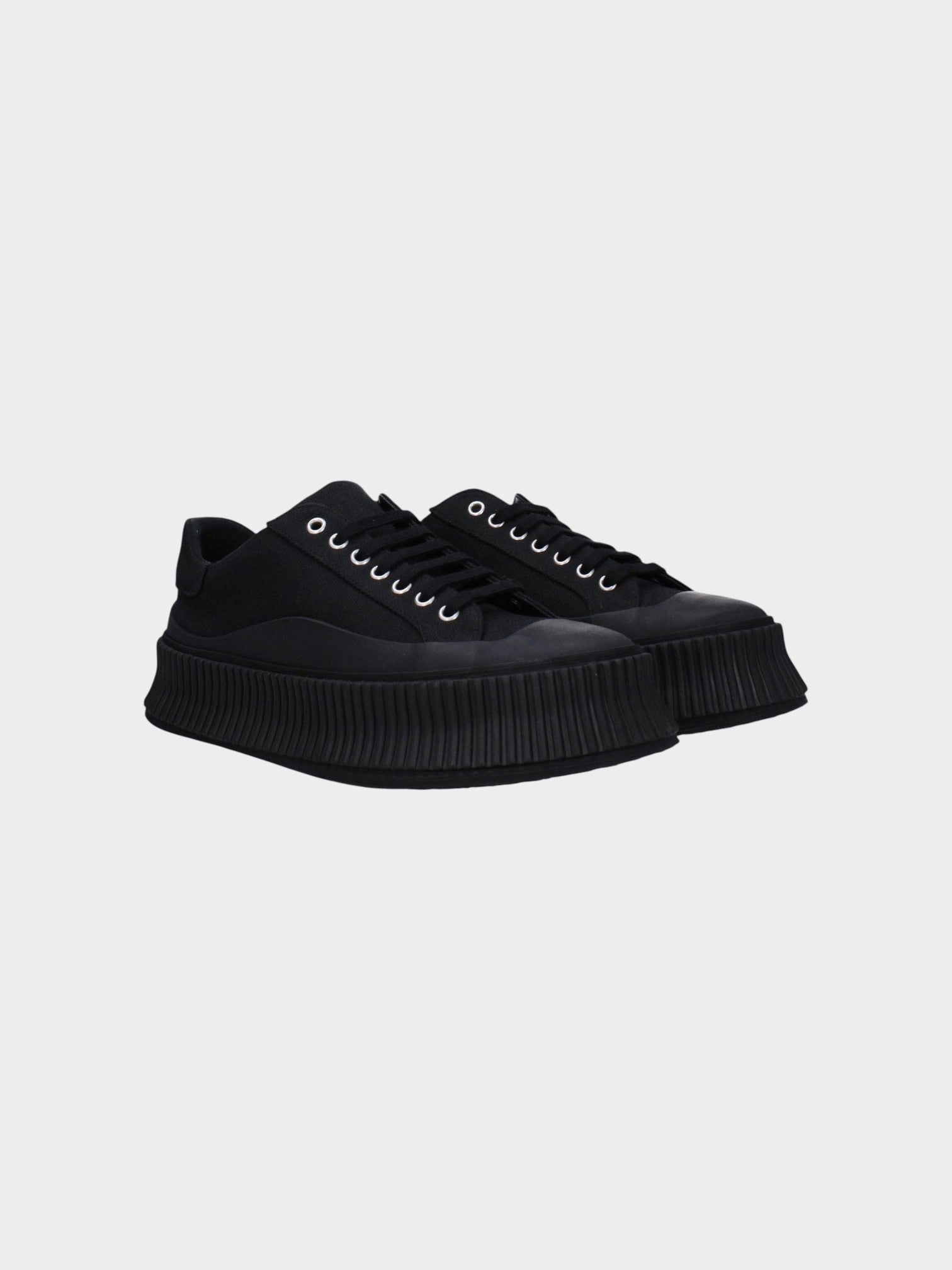 Jil Sander Black Fabric Platform Sneakers-thumbmail-2
