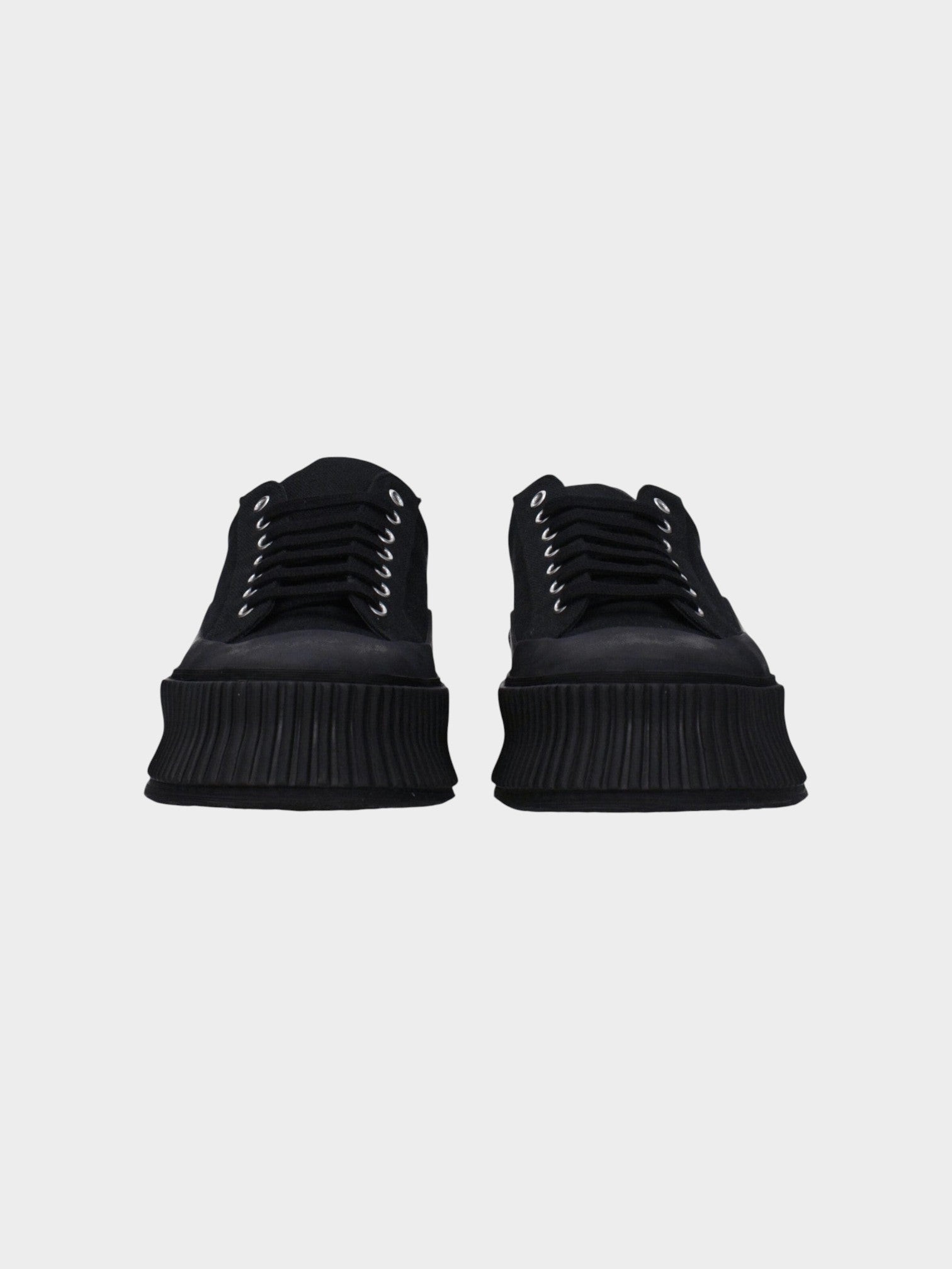 Jil Sander Black Fabric Platform Sneakers-thumbmail-3