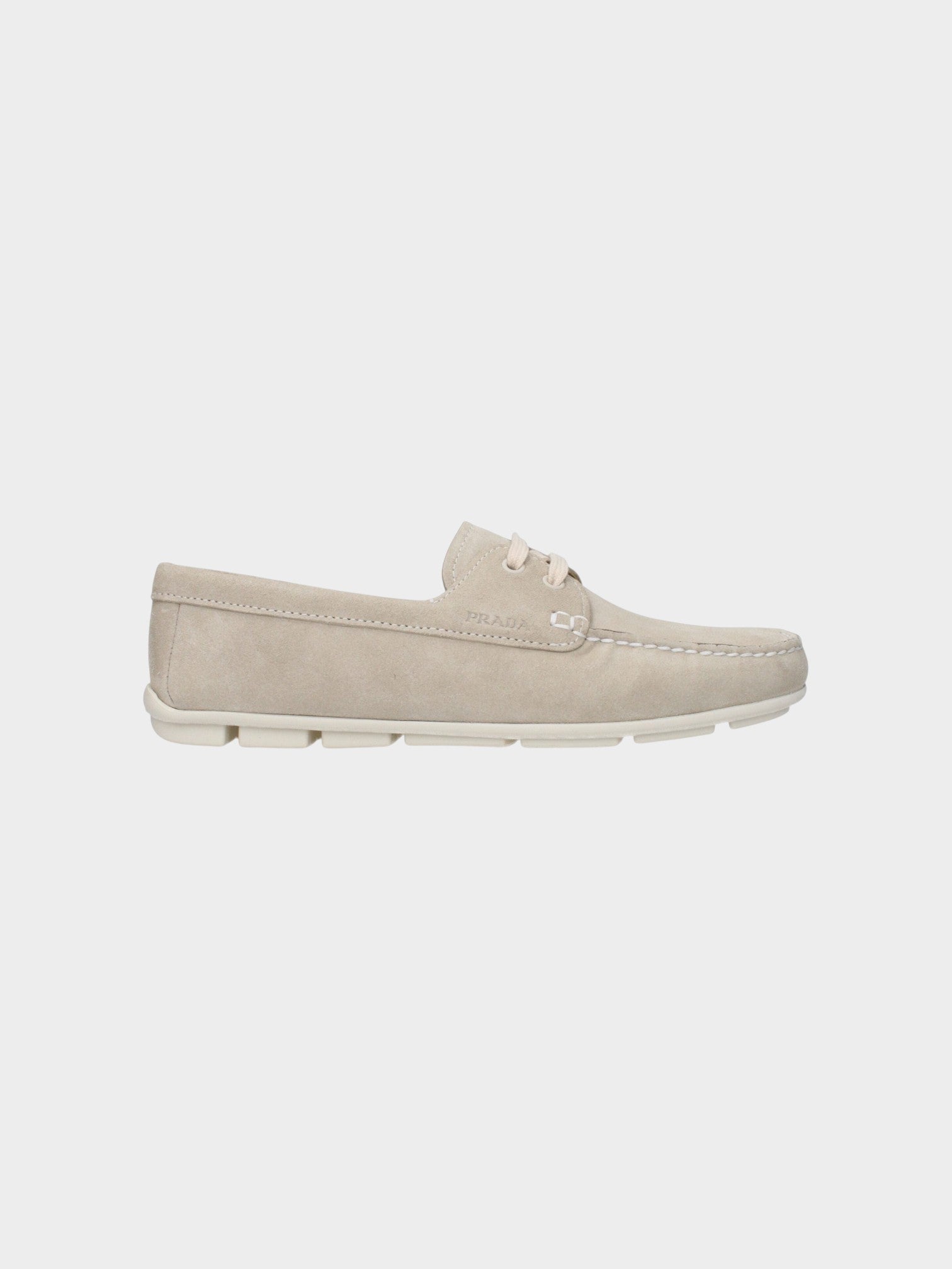 Prada Gray Leather Slip-On Loafers