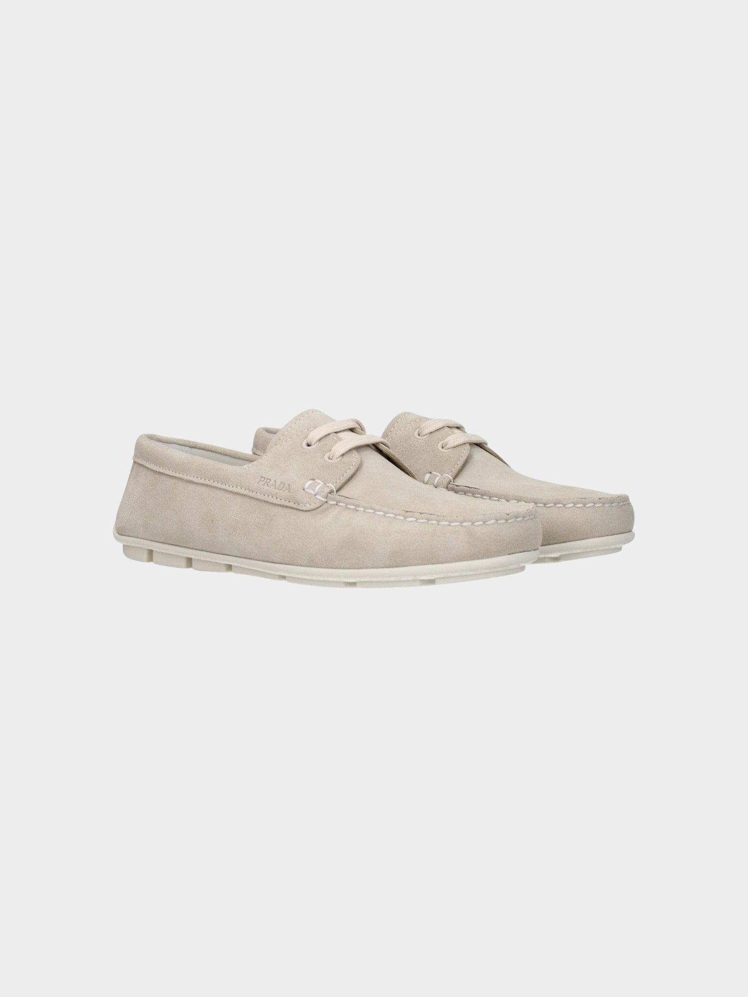 Prada Gray Leather Slip-On Loafers-thumbmail-2