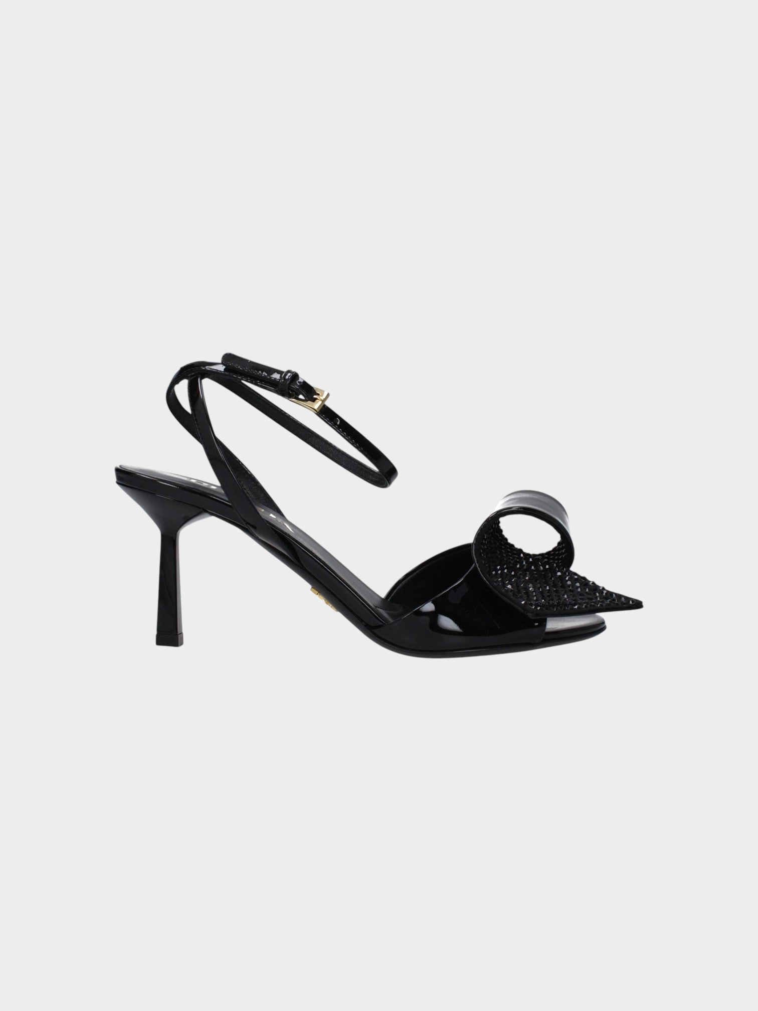 Prada Black Leather Stiletto Heel Sandals