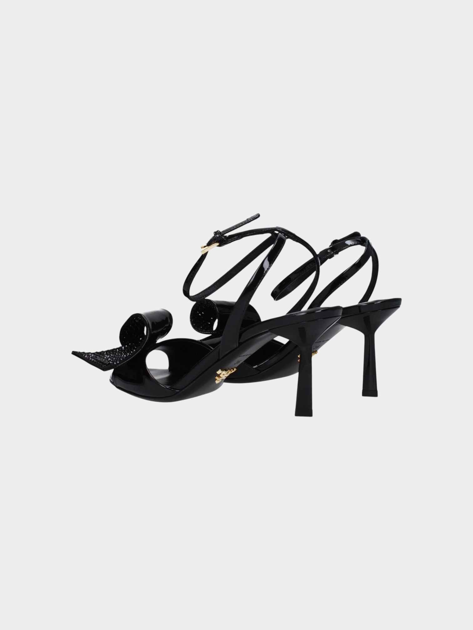 Prada Black Leather Stiletto Heel Sandals-thumbmail-4