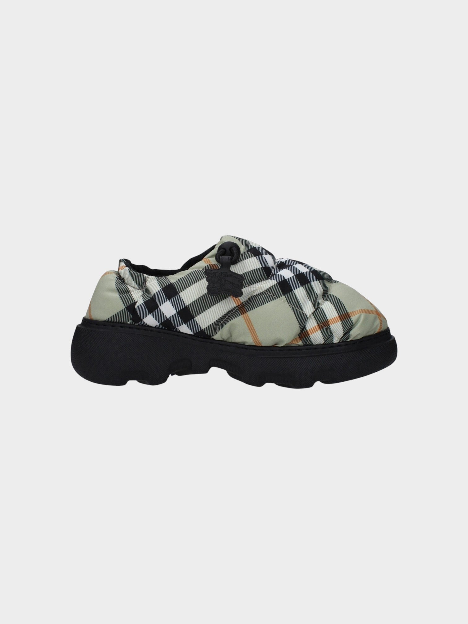 Burberry Green Fabric Slip-On Loafers