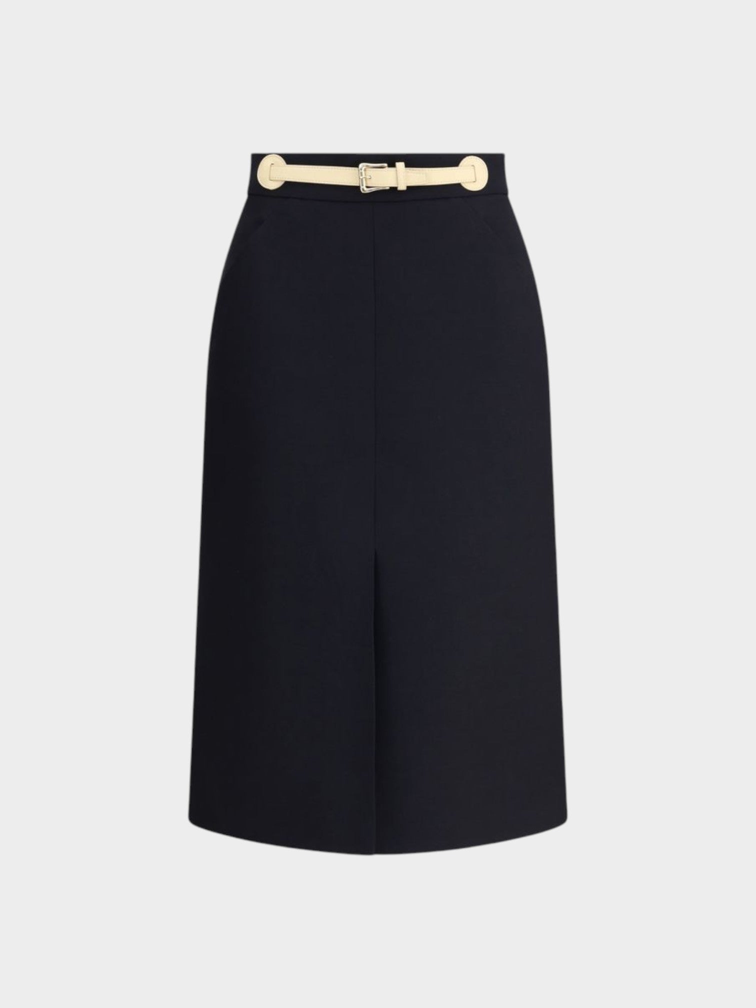 Valentino Black Fleece Wool Midi Skirt