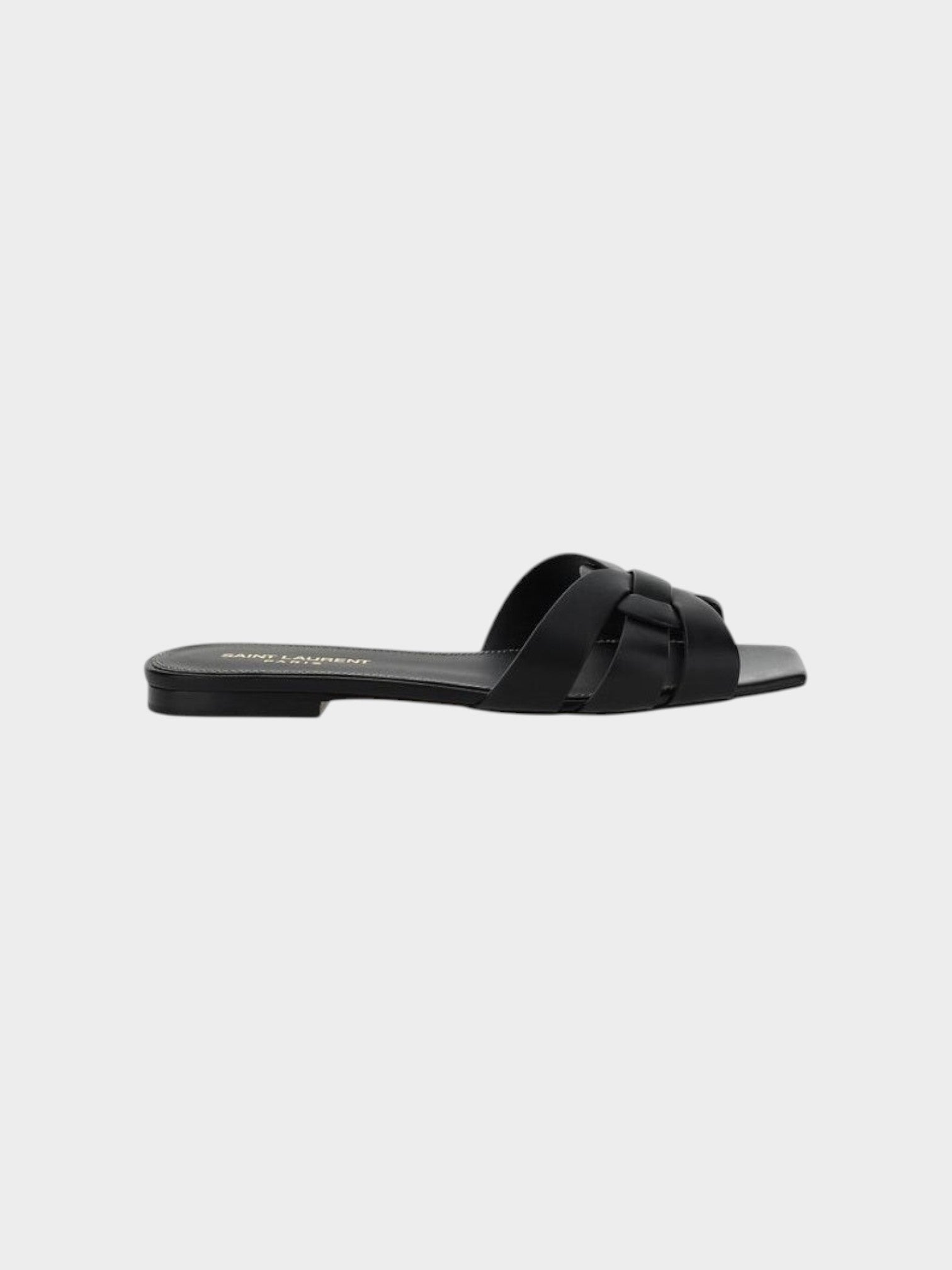 Saint Laurent Black Calf Leather Bos Taurus Strap-On Sandals