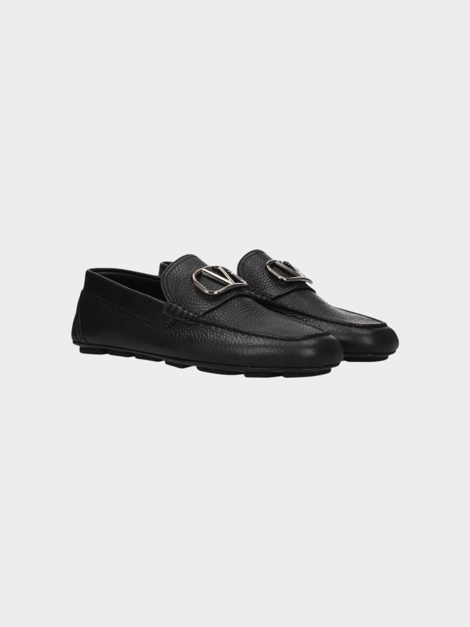 Valentino Garavani Black Leather Slip-On Loafers-thumbmail-2