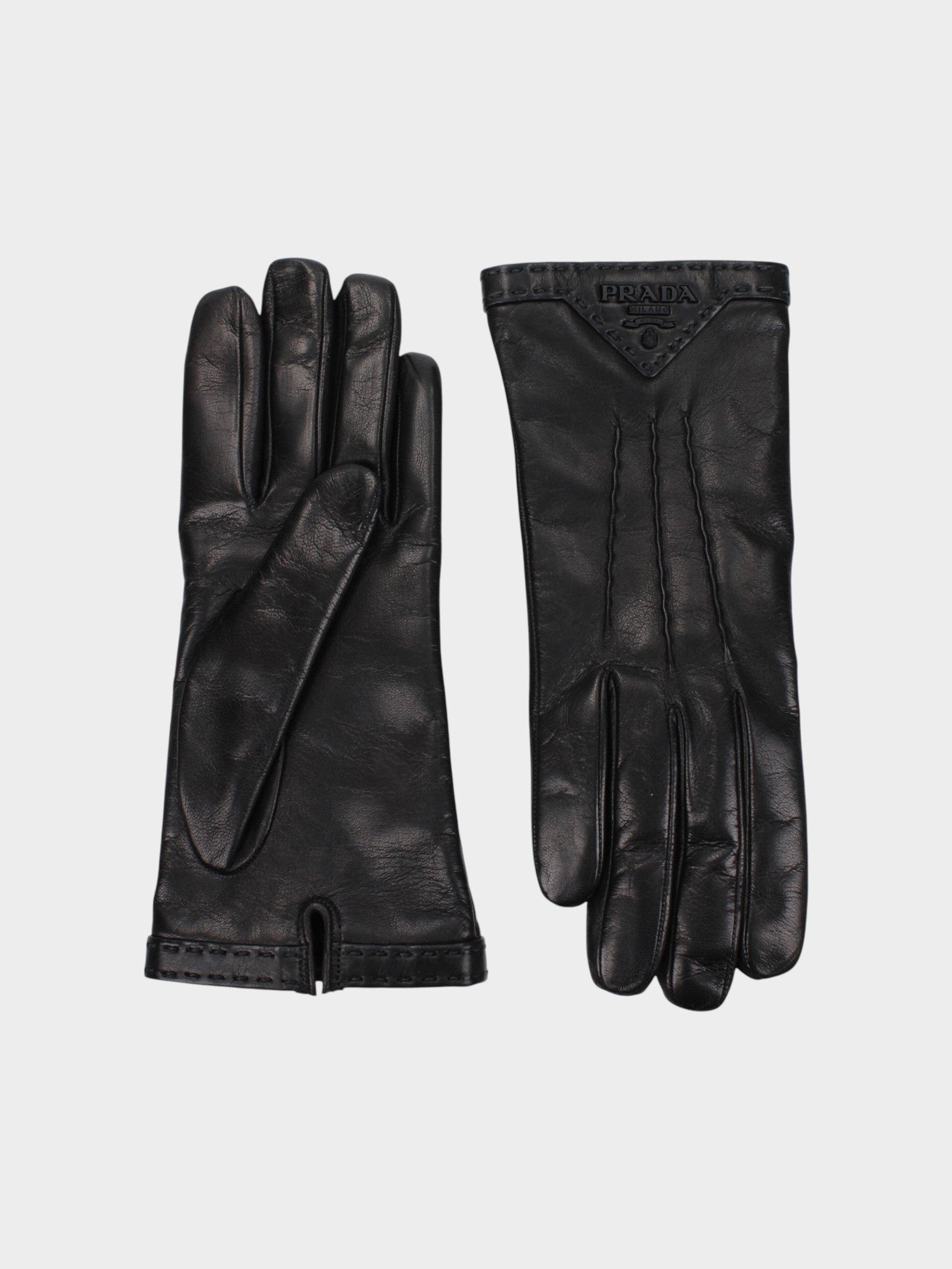 Prada Black Leather Gloves