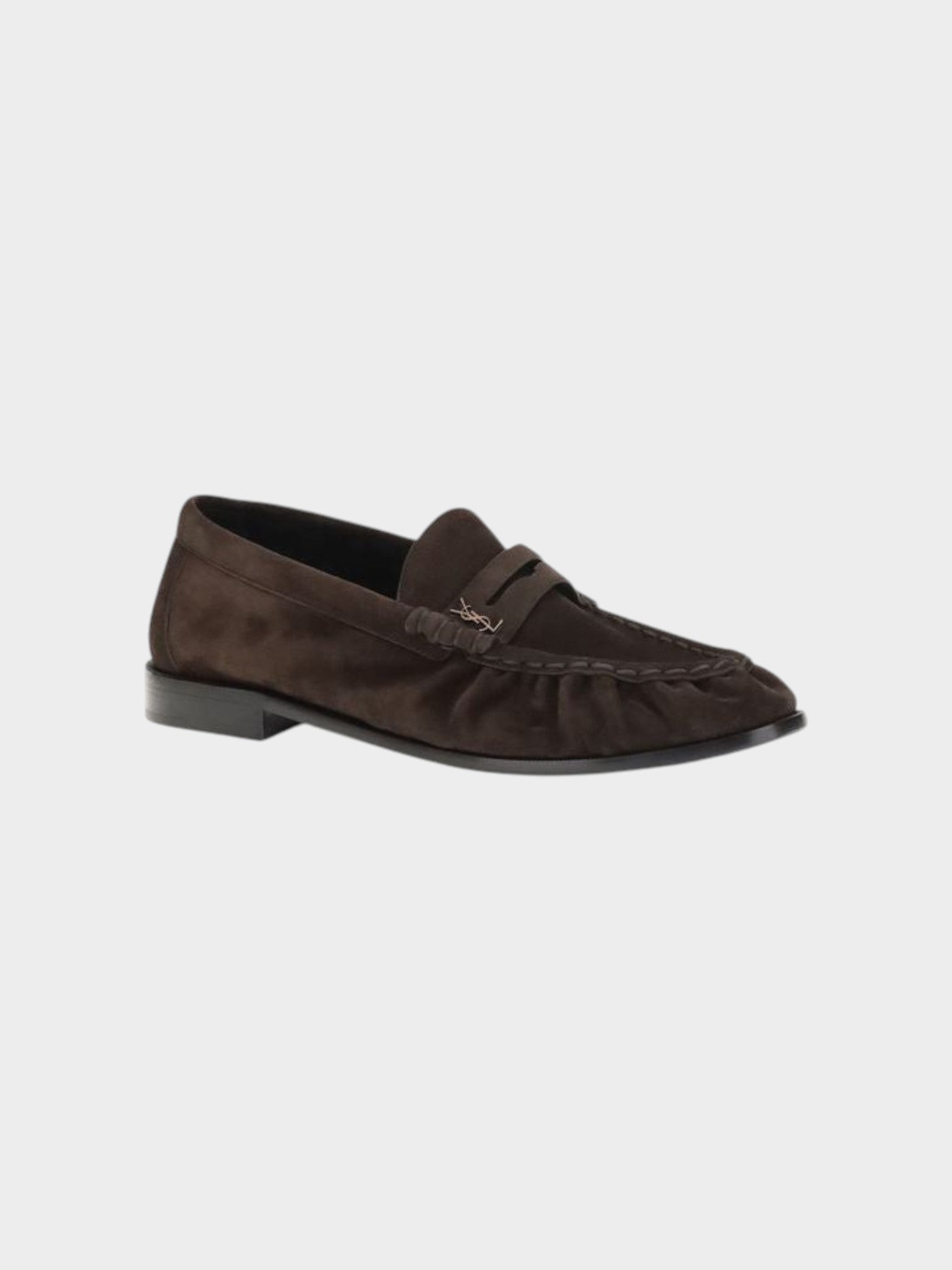 Saint Laurent Brown Calf Leather Bos Taurus Slip-On Loafers-thumbmail-2
