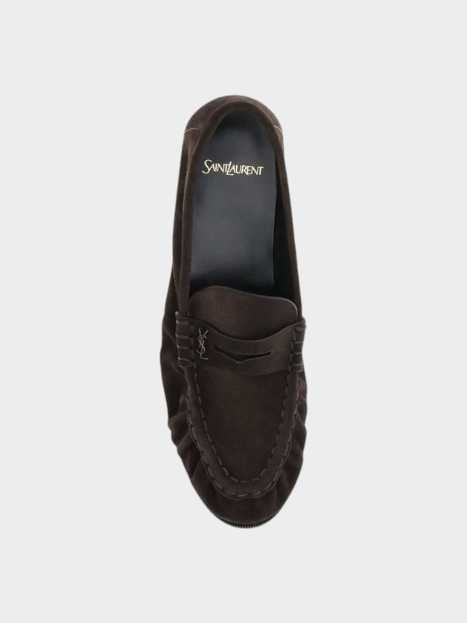 Saint Laurent Brown Calf Leather Bos Taurus Slip-On Loafers-thumbmail-4