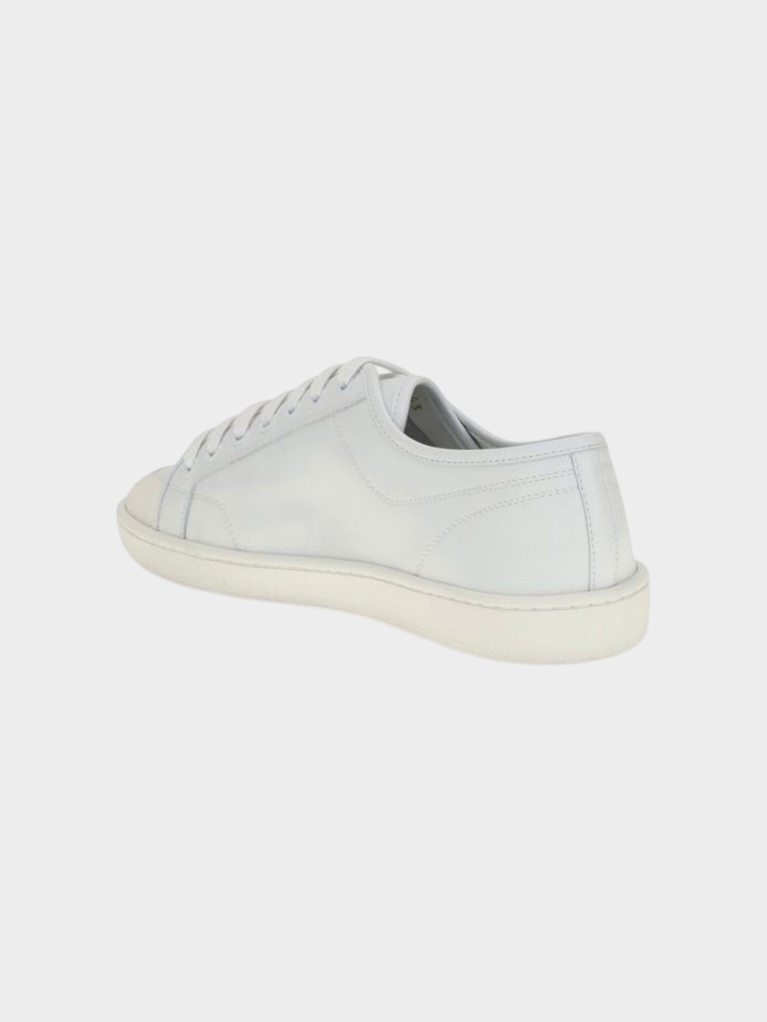 Saint Laurent White Calf Leather Bos Taurus Low Top Sneakers-thumbmail-3