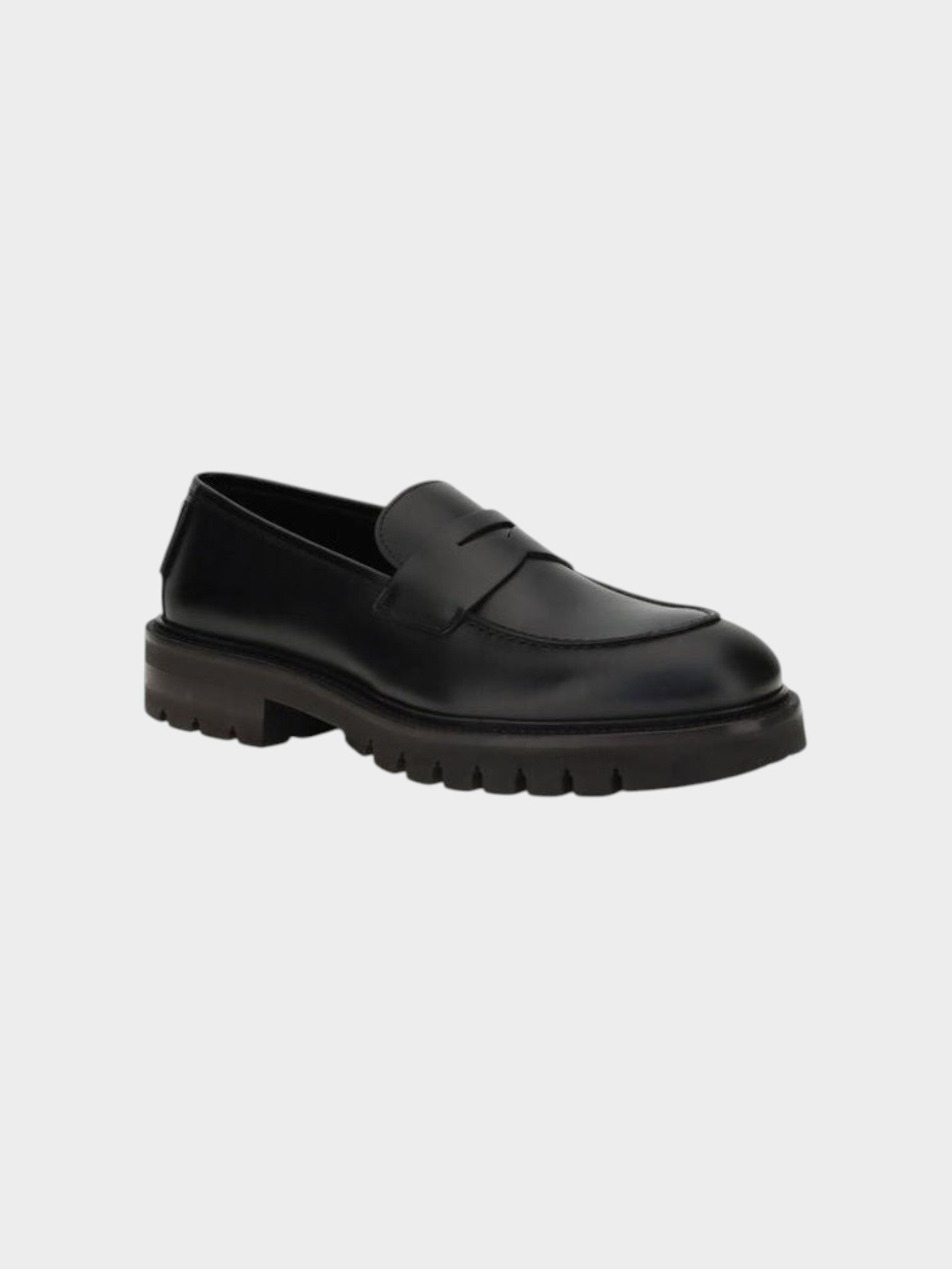 Ferragamo Black Calf Leather Bos Taurus Slip-On Loafers-thumbmail-2