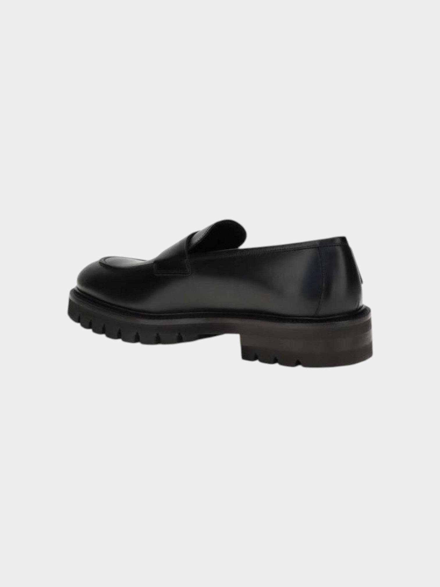 Ferragamo Black Calf Leather Bos Taurus Slip-On Loafers-thumbmail-3