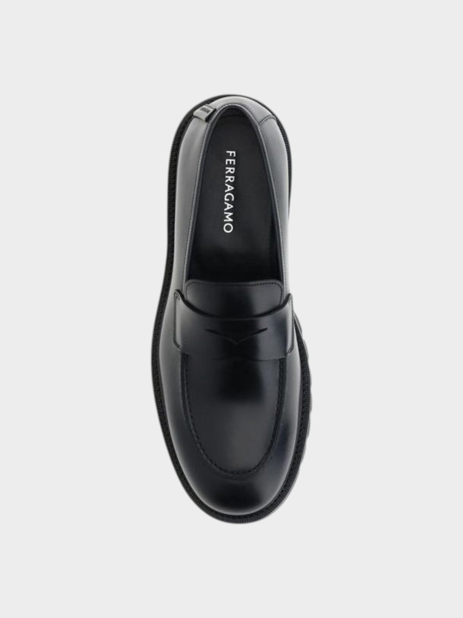 Ferragamo Black Calf Leather Bos Taurus Slip-On Loafers-thumbmail-4