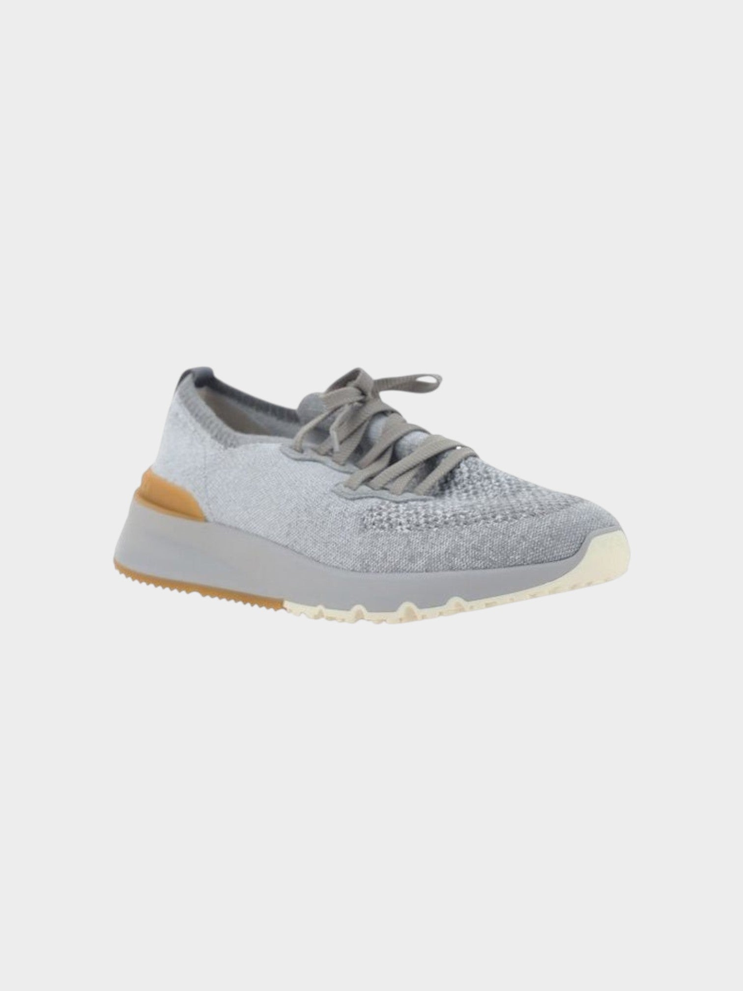 Brunello Cucinelli Gray Cotton Athletic Sneakers-thumbmail-2