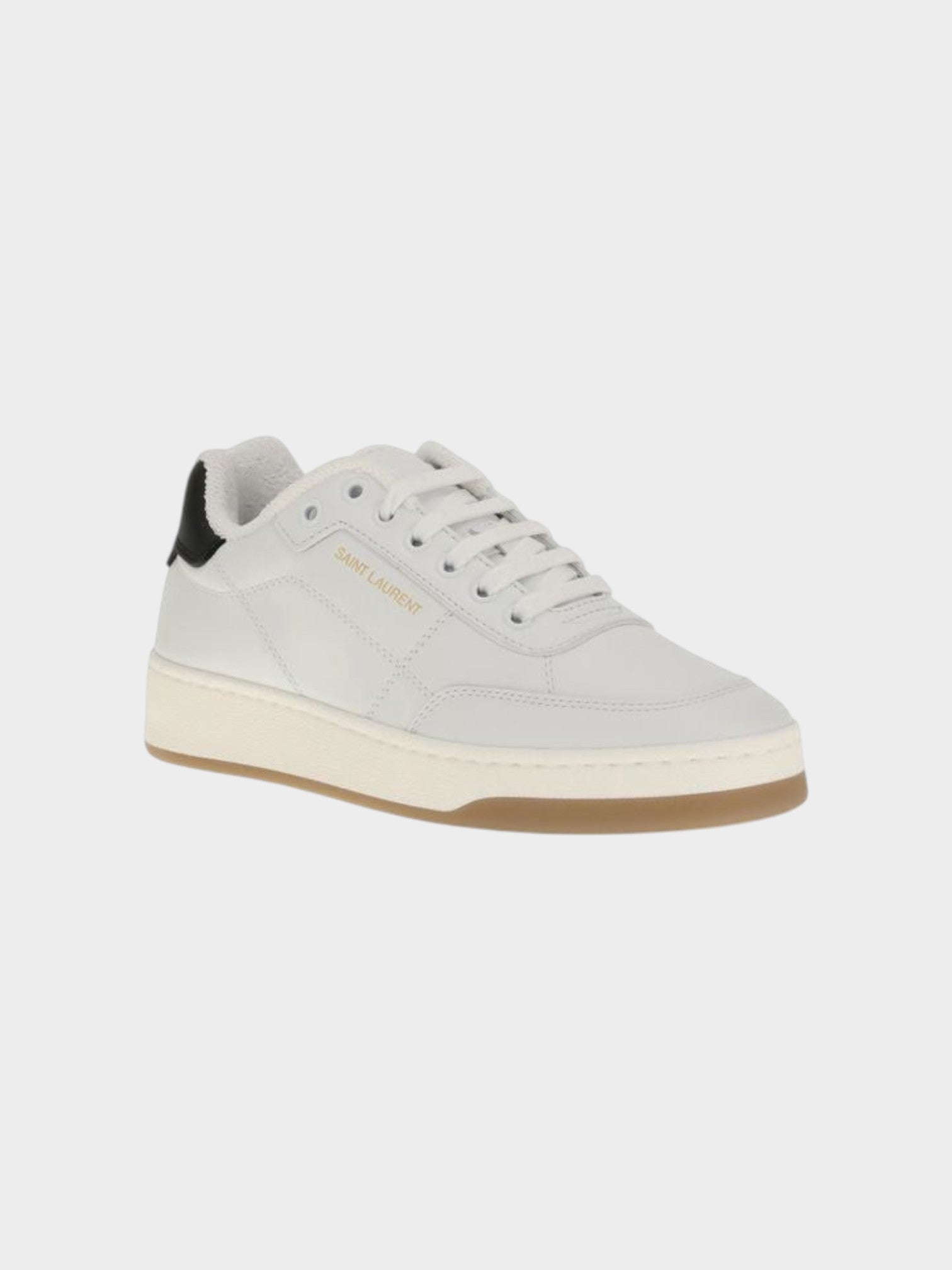 Saint Laurent White Calf Leather Bos Taurus Low Top Sneakers-thumbmail-2