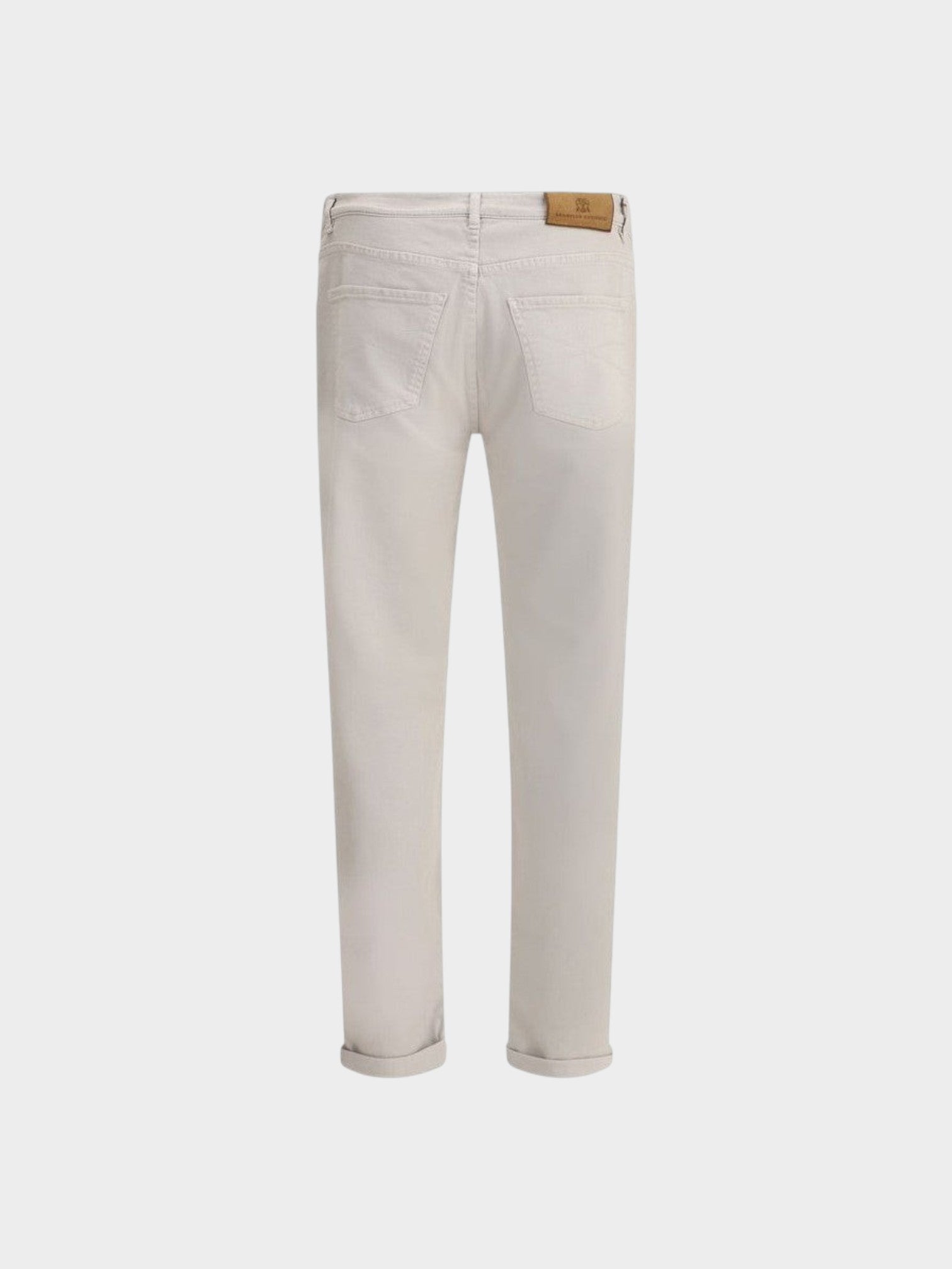 Brunello Cucinelli Beige Cotton Straight-Leg Jeans-thumbmail-2