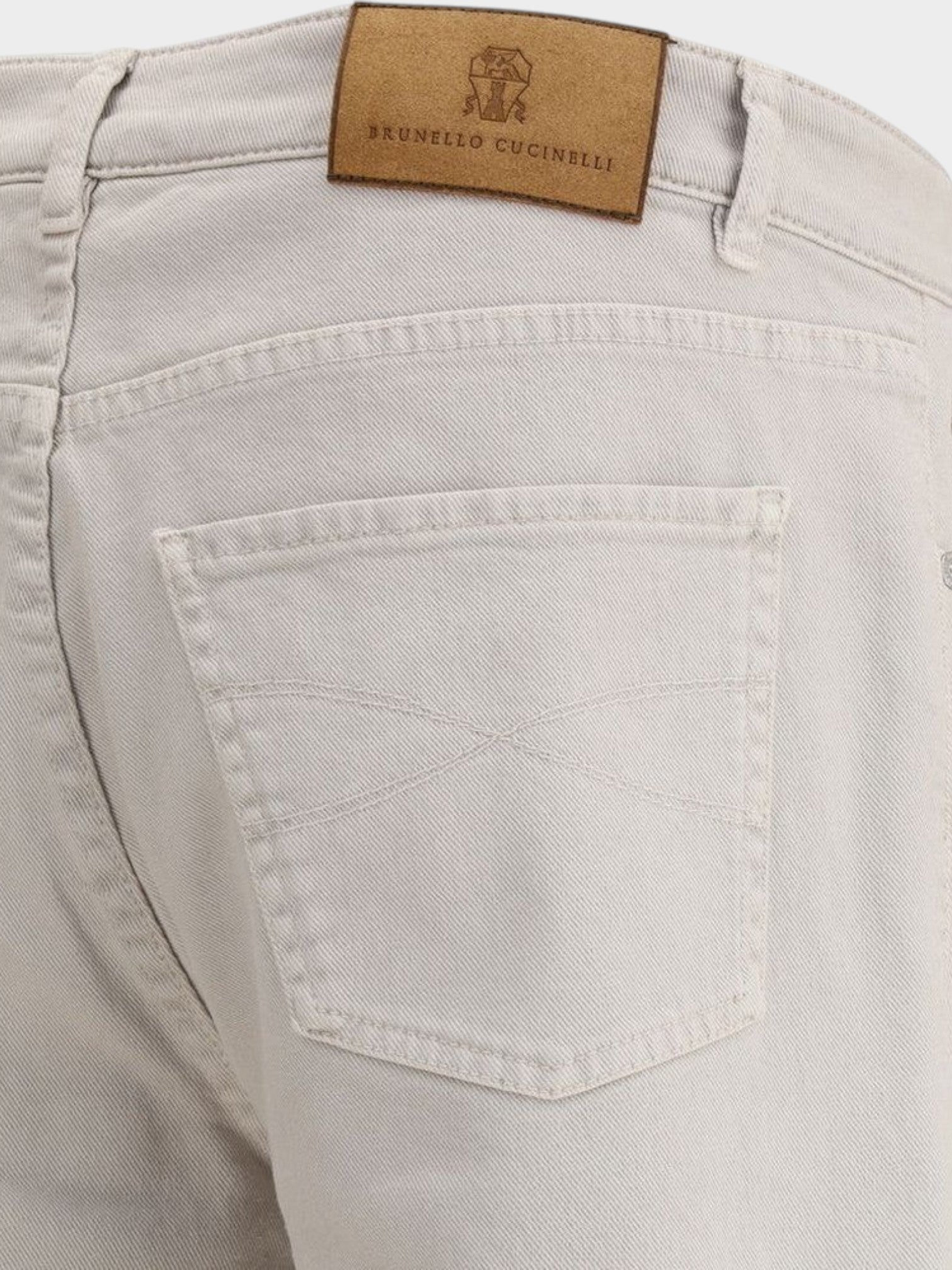 Brunello Cucinelli Beige Cotton Straight-Leg Jeans-thumbmail-3