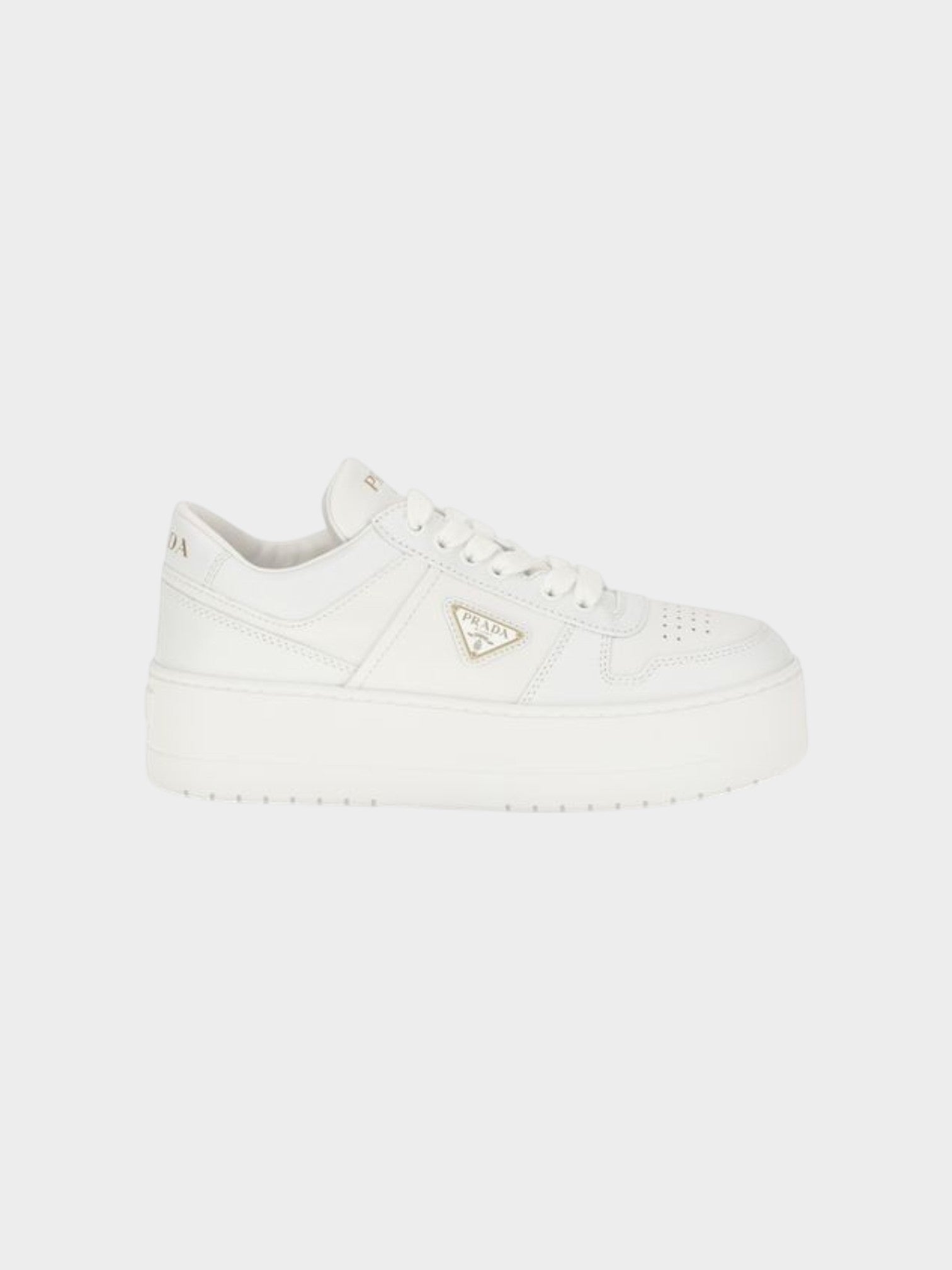 Prada White Calf Leather Bos Taurus Platform Sneakers
