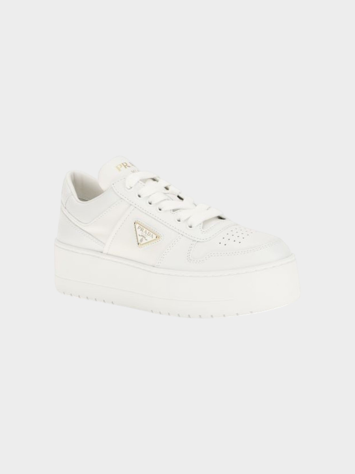 Prada White Calf Leather Bos Taurus Platform Sneakers-thumbmail-2