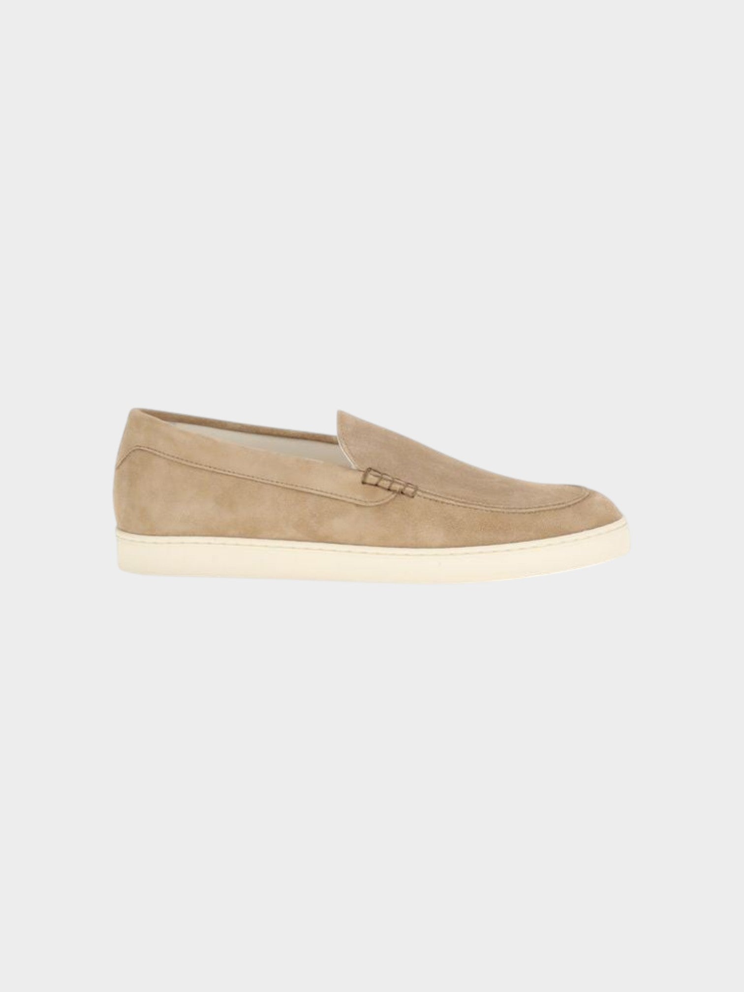 Brunello Cucinelli Beige Calf Leather Bos Taurus Slip-On Loafers