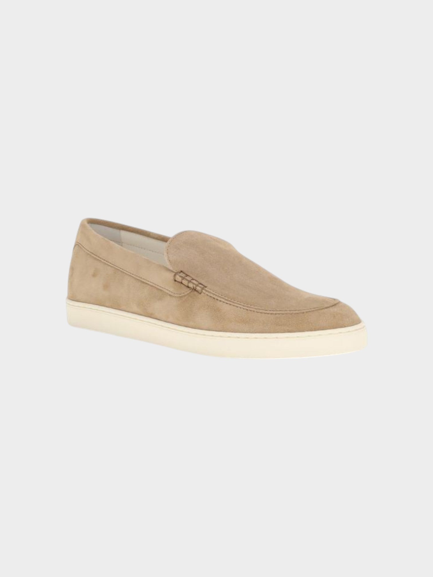 Brunello Cucinelli Beige Calf Leather Bos Taurus Slip-On Loafers-thumbmail-2