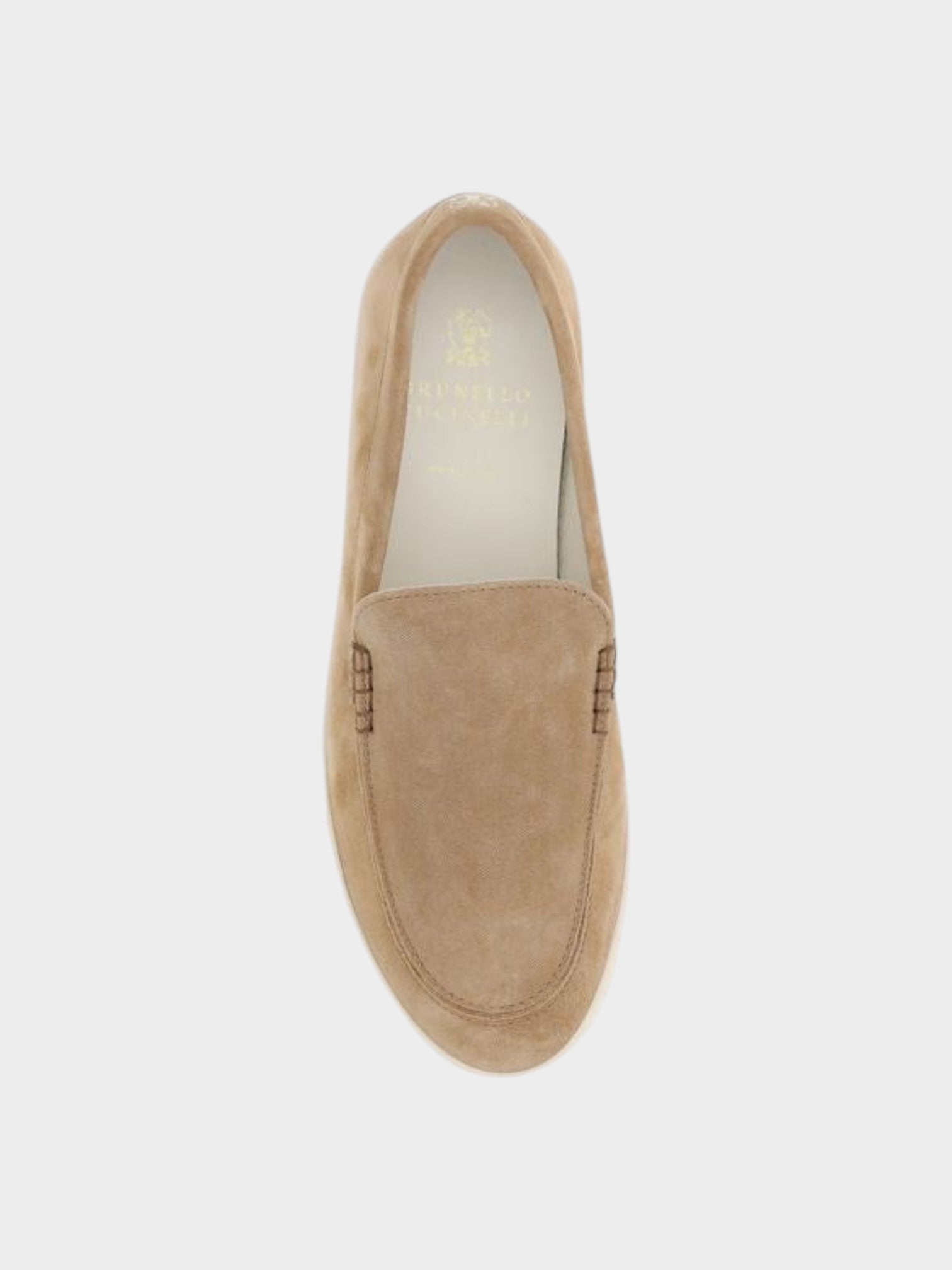 Brunello Cucinelli Beige Calf Leather Bos Taurus Slip-On Loafers-thumbmail-4