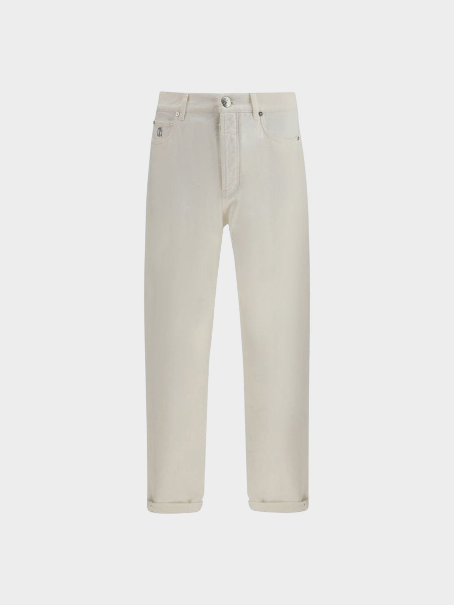 Brunello Cucinelli White Cotton Straight-Leg Jeans