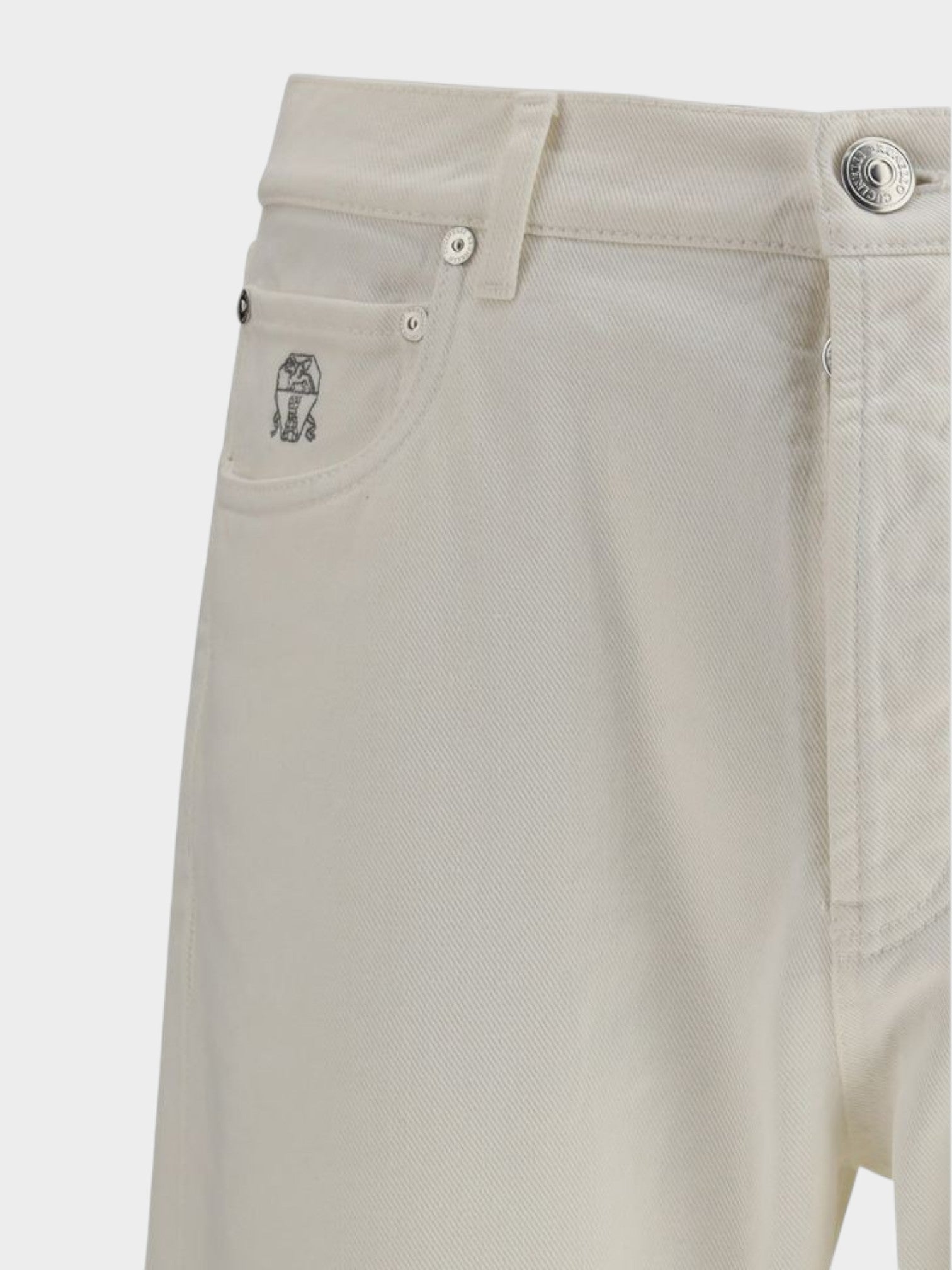 Brunello Cucinelli White Cotton Straight-Leg Jeans-thumbmail-3
